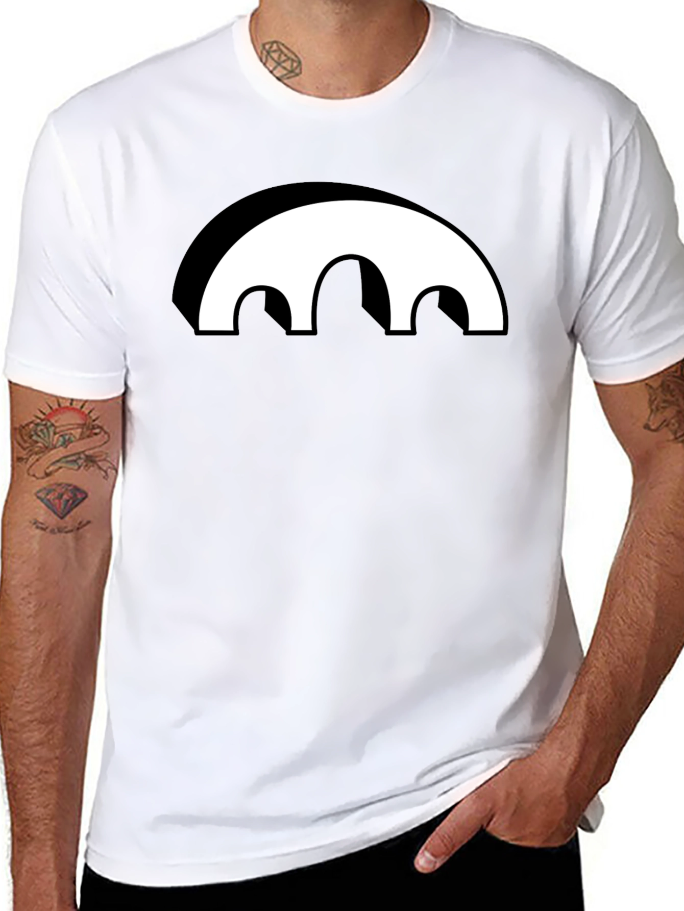 Black Graphic Tee - Abstract Arch Design
