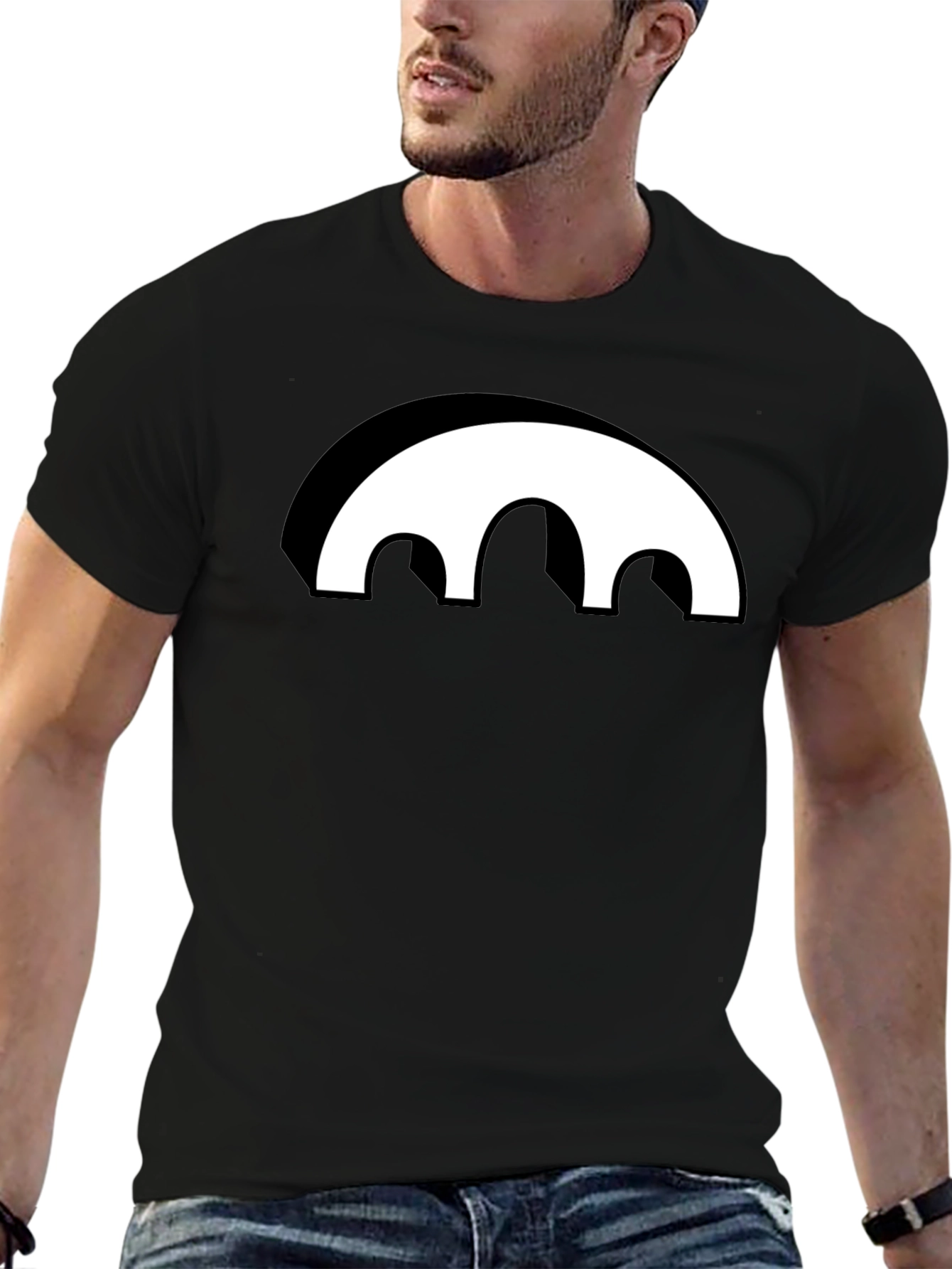 Black Graphic Tee - Abstract Arch Design