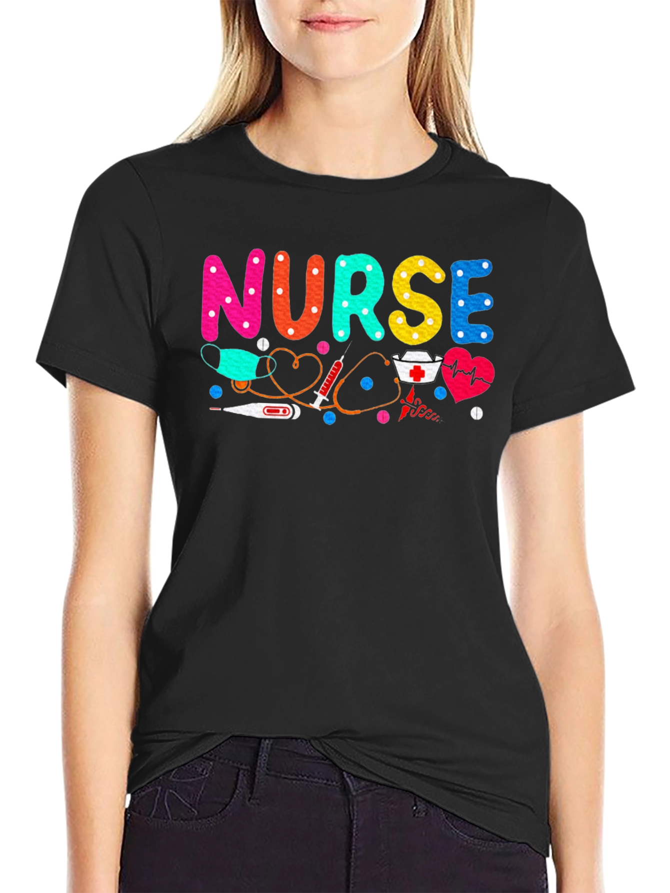 Nurse Graphic Tee - Black Cotton Comfort