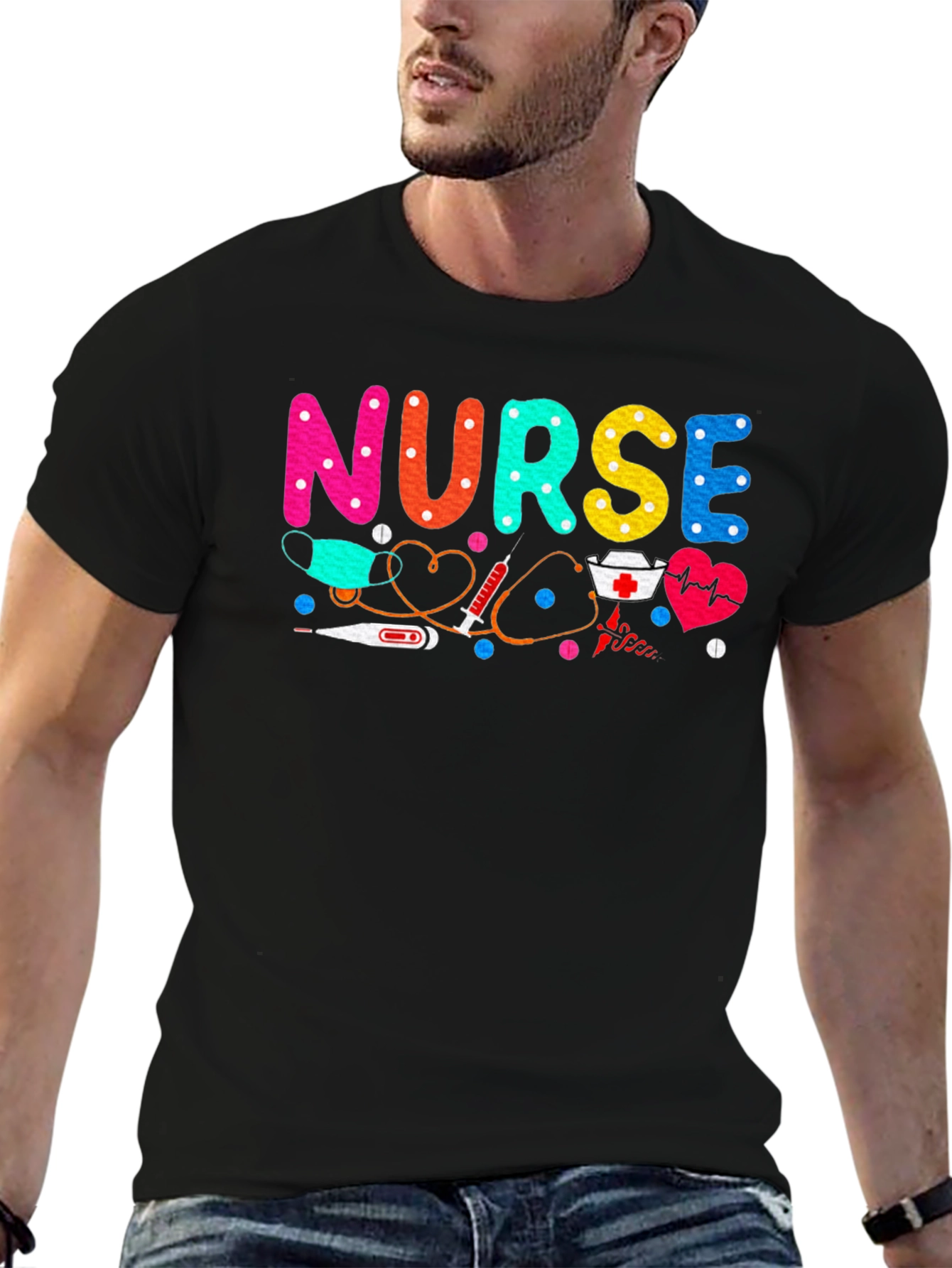 Nurse Graphic Tee - Black Cotton Comfort
