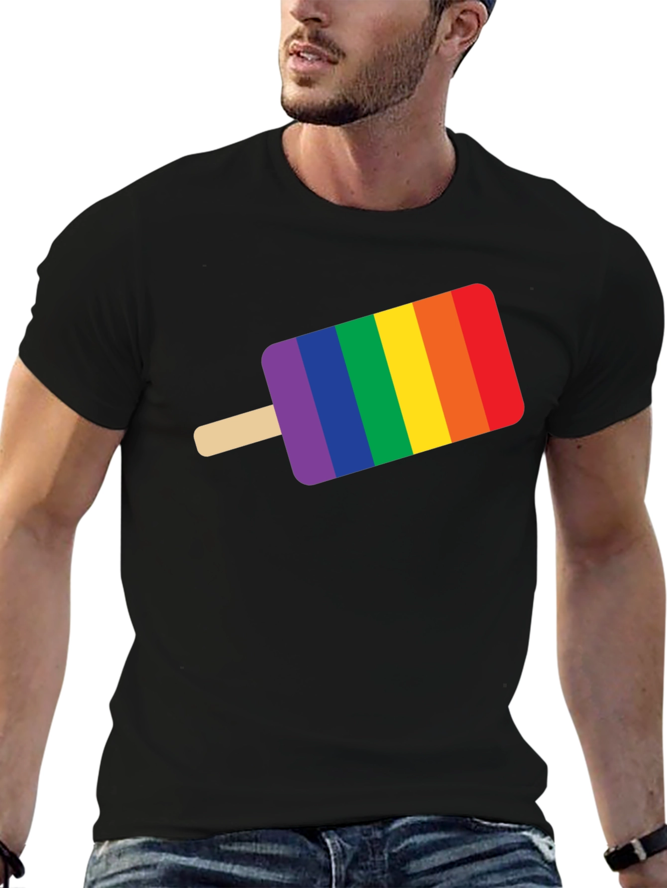 Pride Popsicle Graphic Tee - Black Cotton T-Shirt
