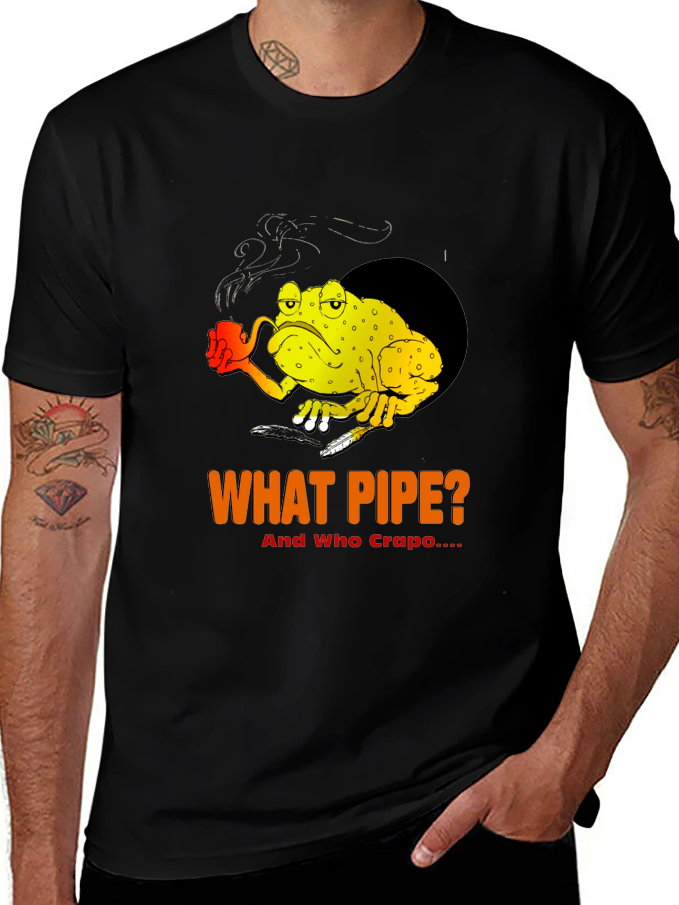 Humorous What Pipe? Frog Graphic T-Shirt