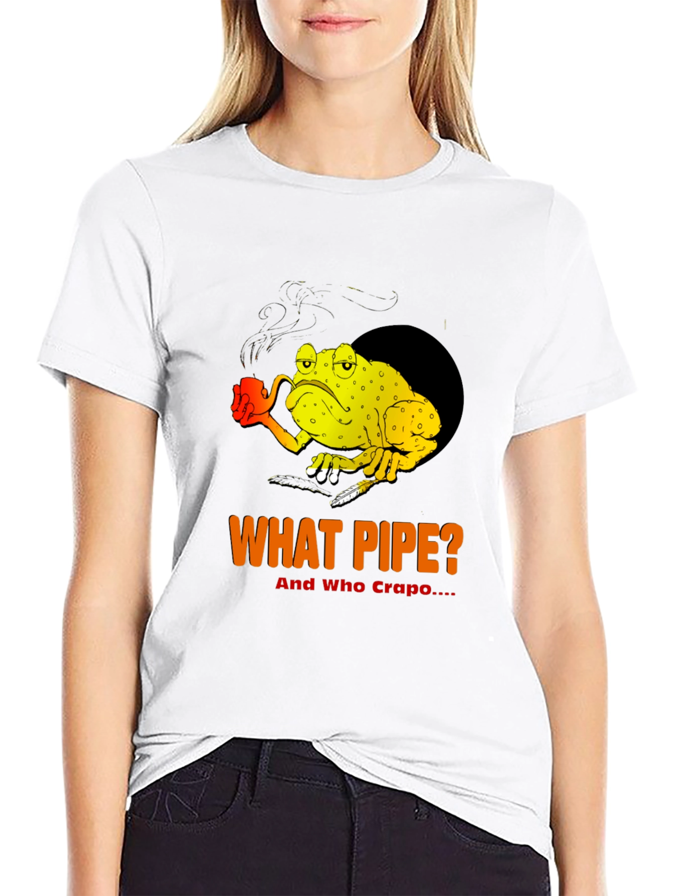 Humorous What Pipe? Frog Graphic T-Shirt