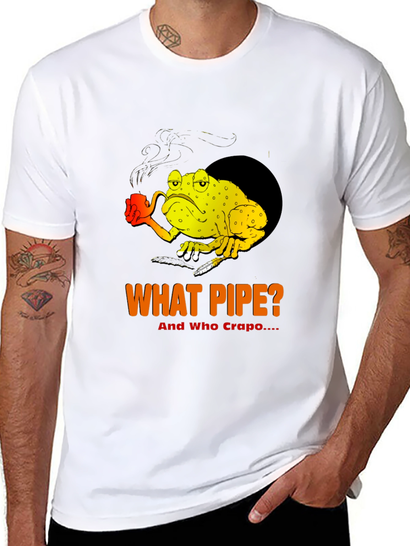 Humorous What Pipe? Frog Graphic T-Shirt