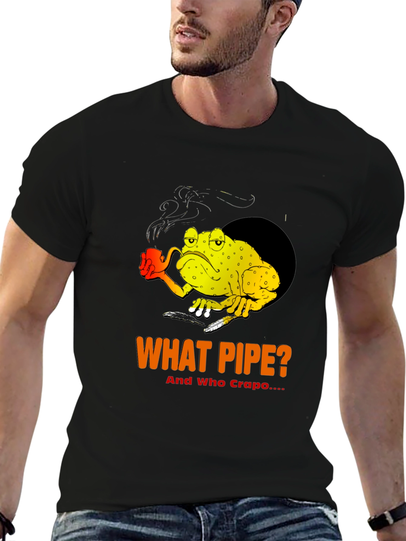 Humorous What Pipe? Frog Graphic T-Shirt