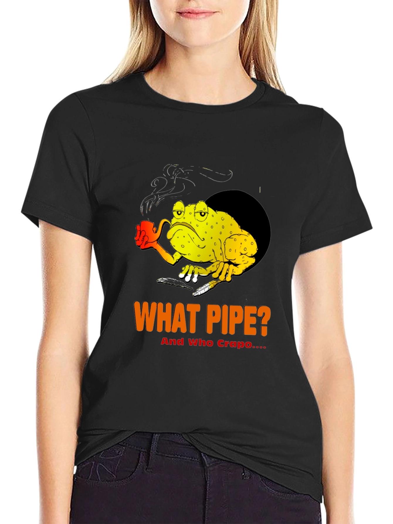 Humorous What Pipe? Frog Graphic T-Shirt