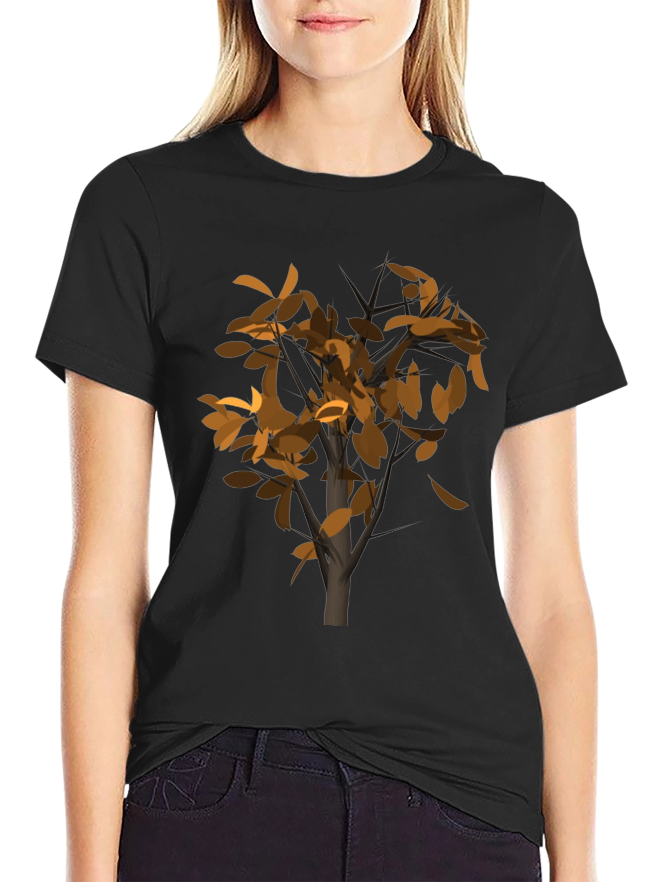 Abstract Tree Graphic Black T-Shirt