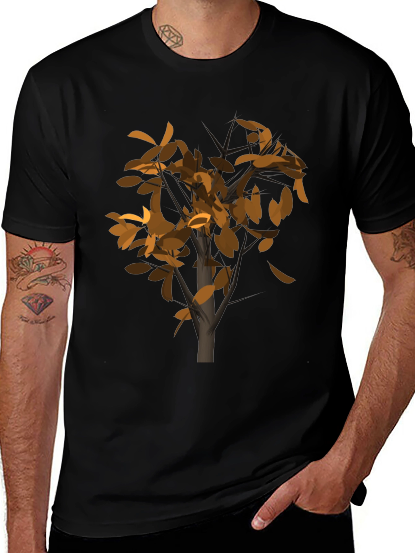 Abstract Tree Graphic Black T-Shirt