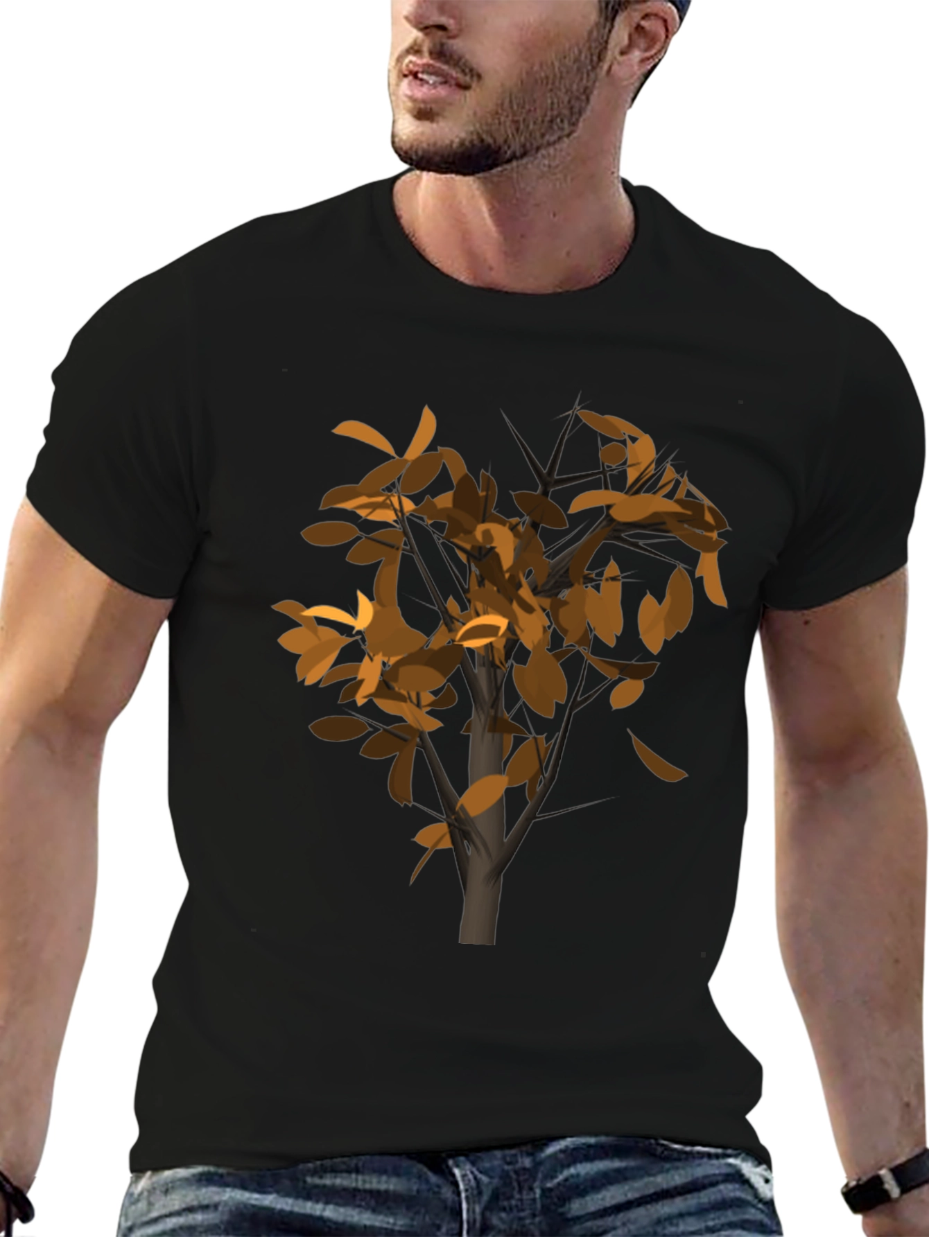 Abstract Tree Graphic Black T-Shirt