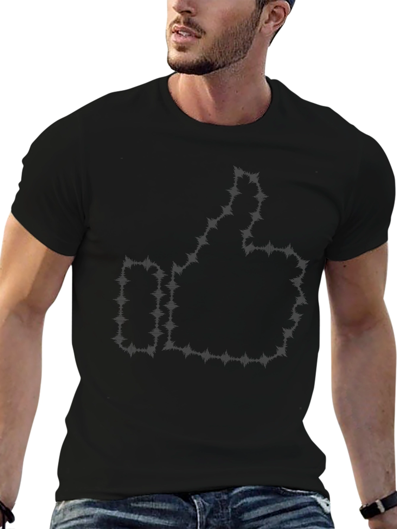 Thumbs Up Barbed Wire Black Graphic Tee