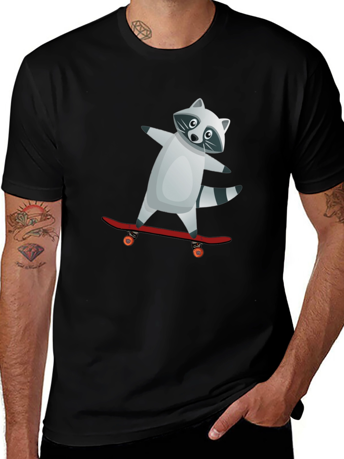 Raccoon Skateboarder Graphic Tee