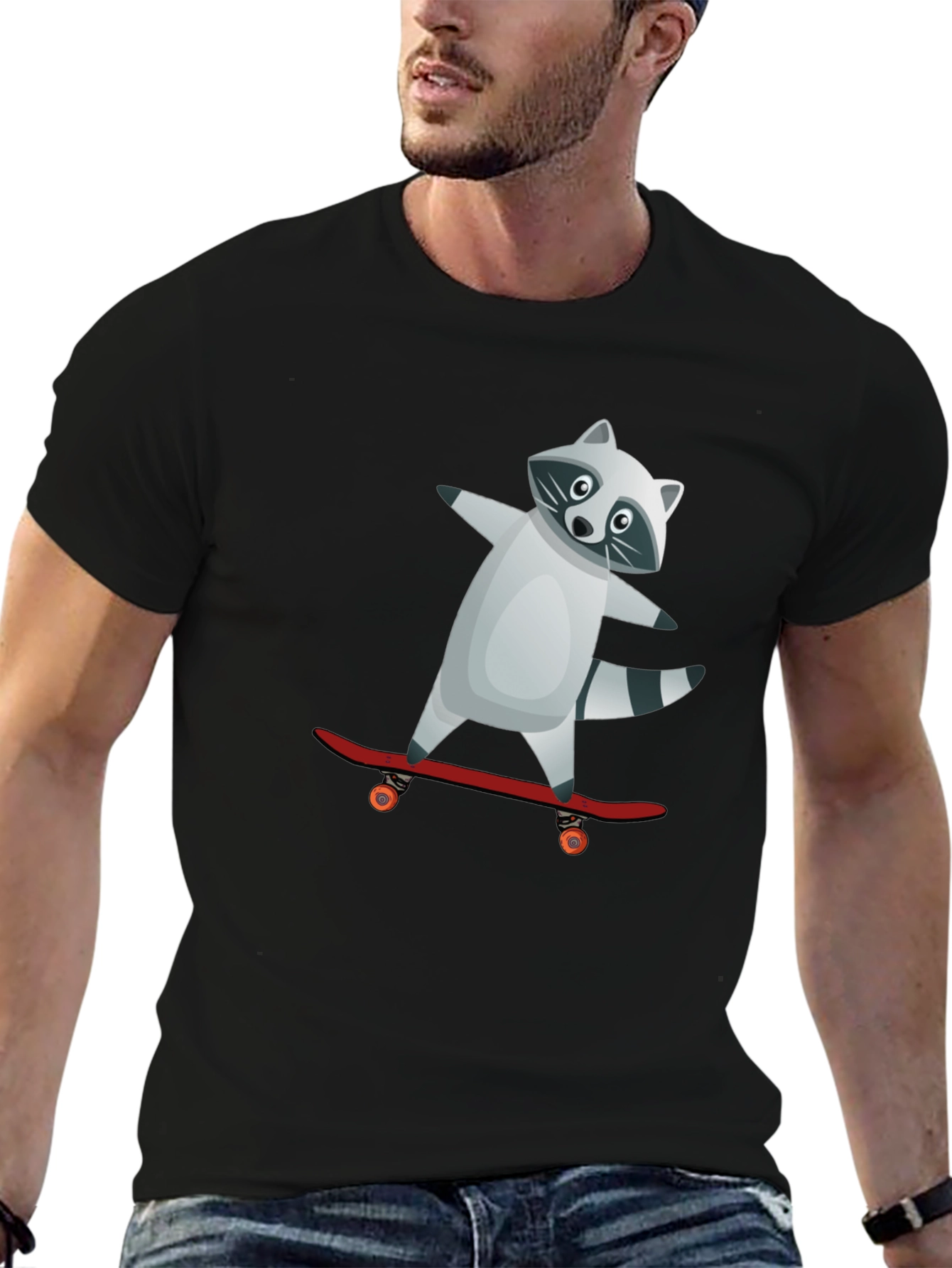 Raccoon Skateboarder Graphic Tee