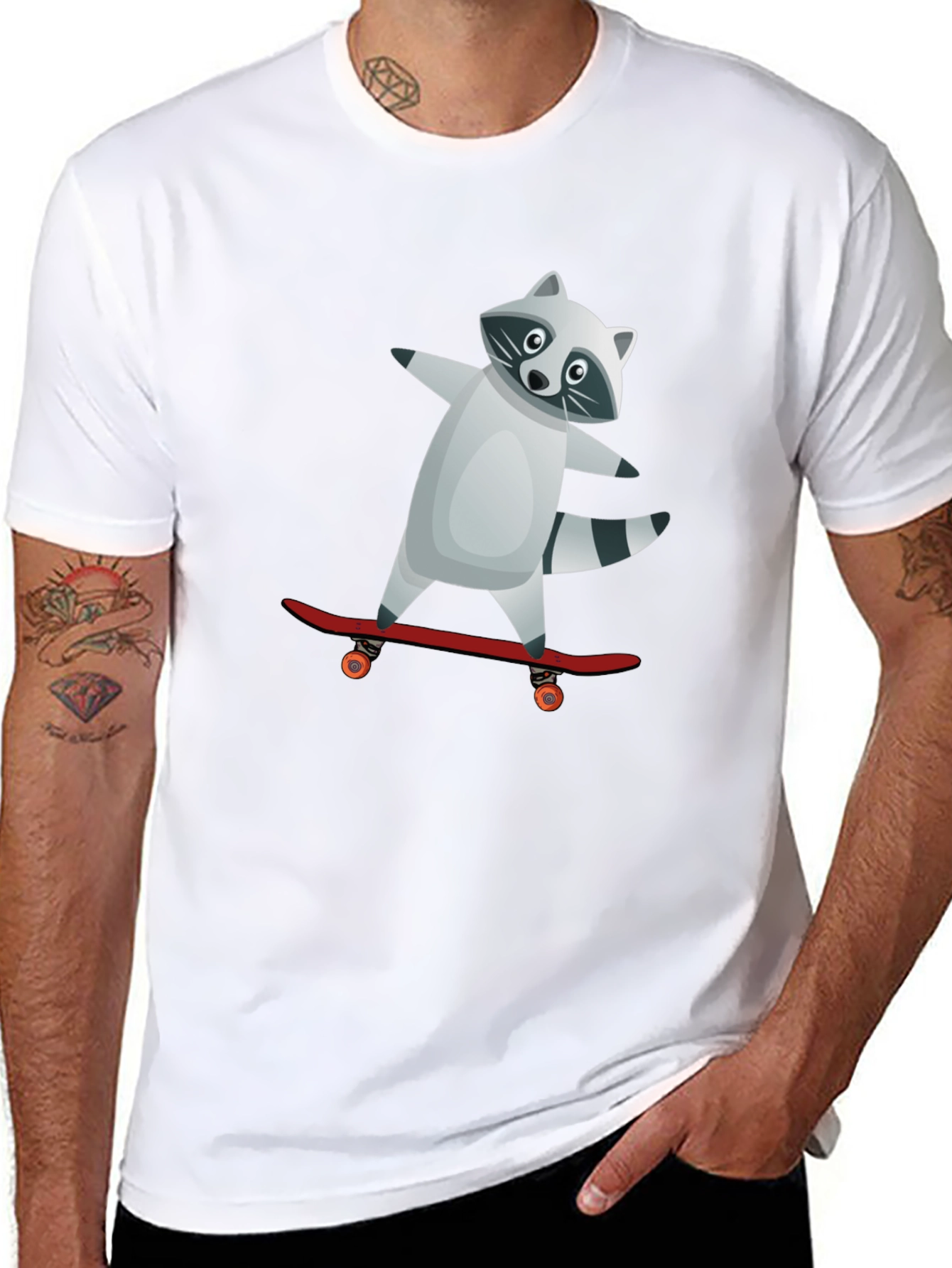 Raccoon Skateboarder Graphic Tee
