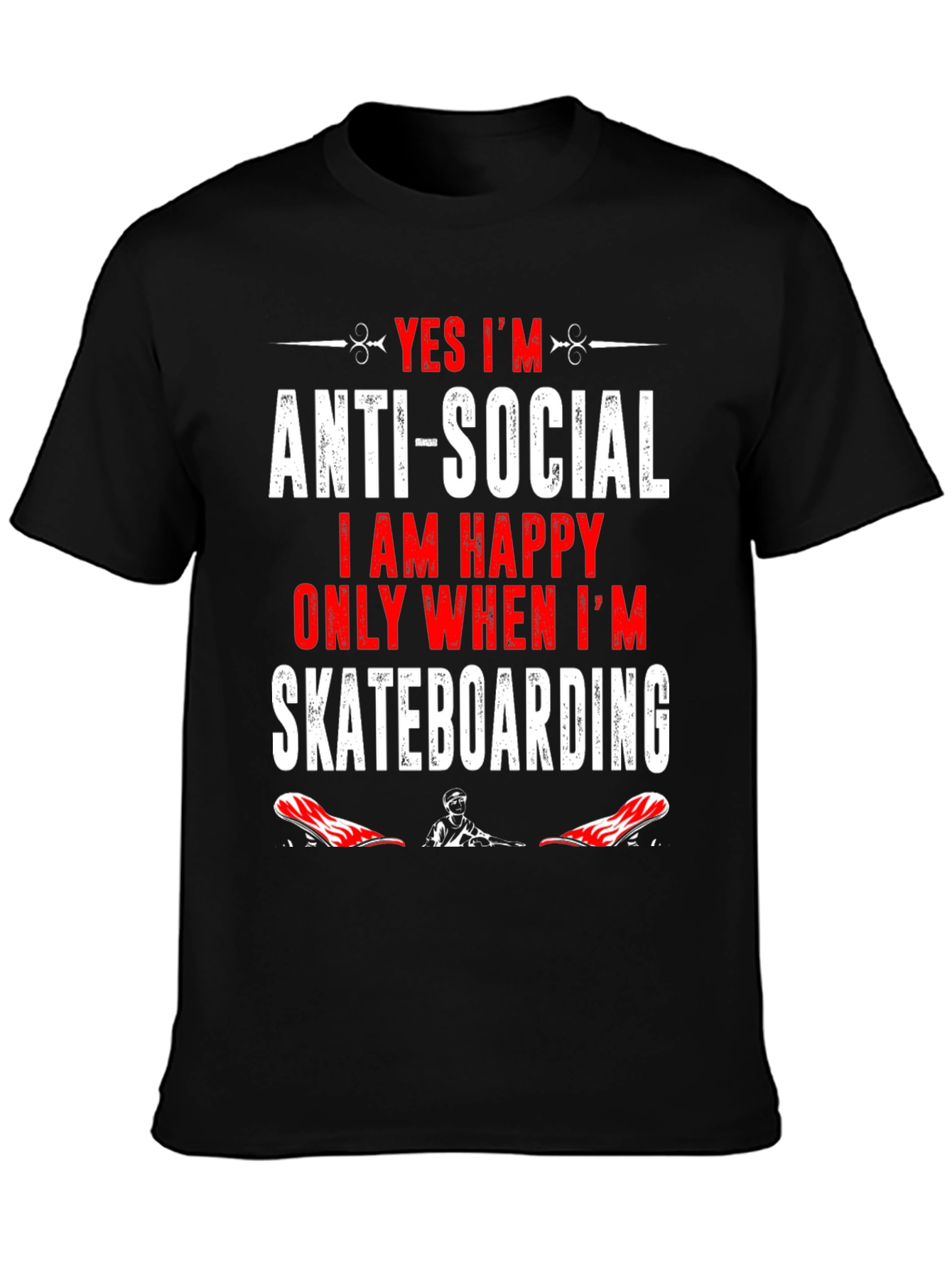 Anti-Social Skateboarder Graphic T-Shirt