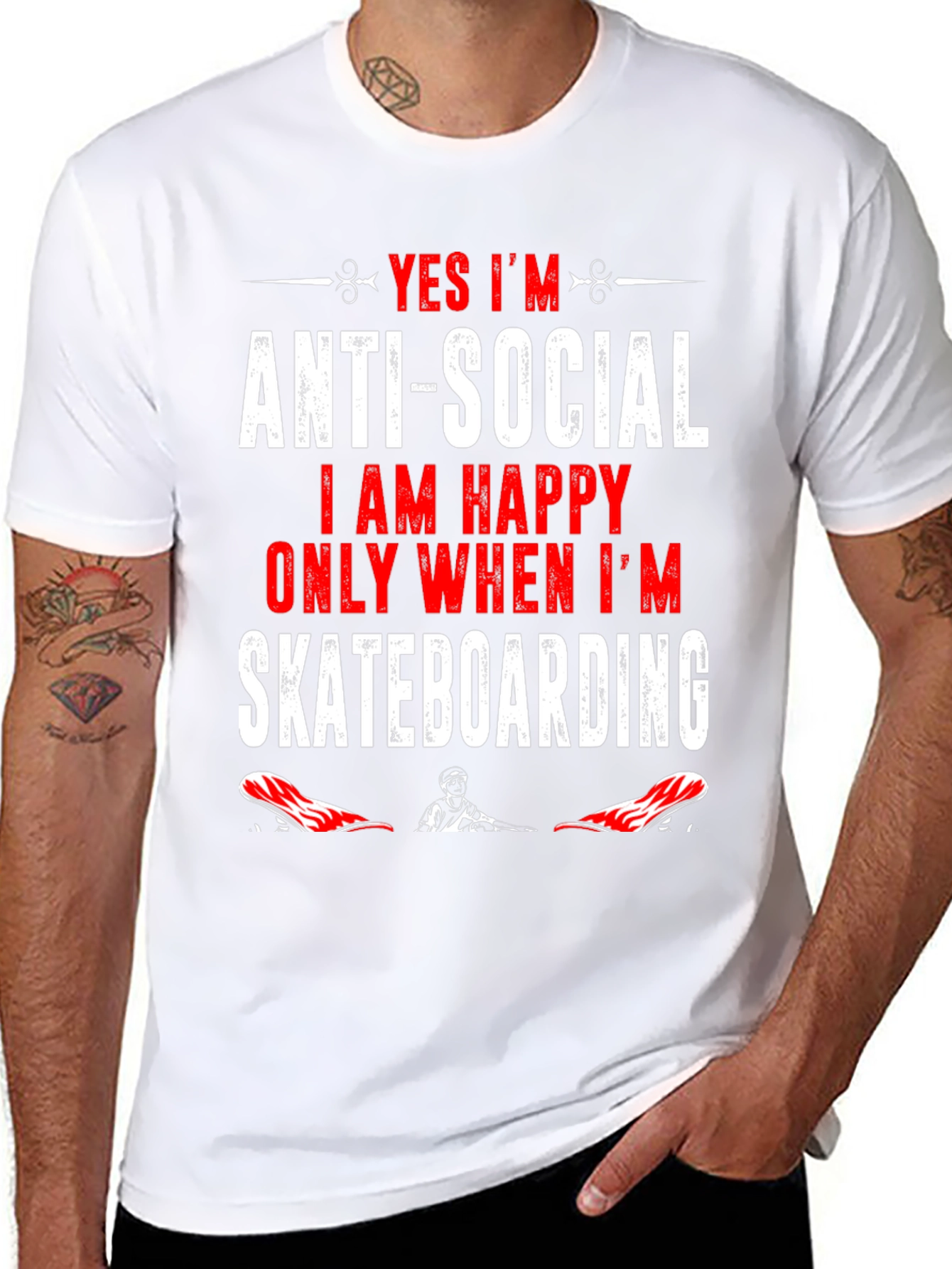 Anti-Social Skateboarder Graphic T-Shirt