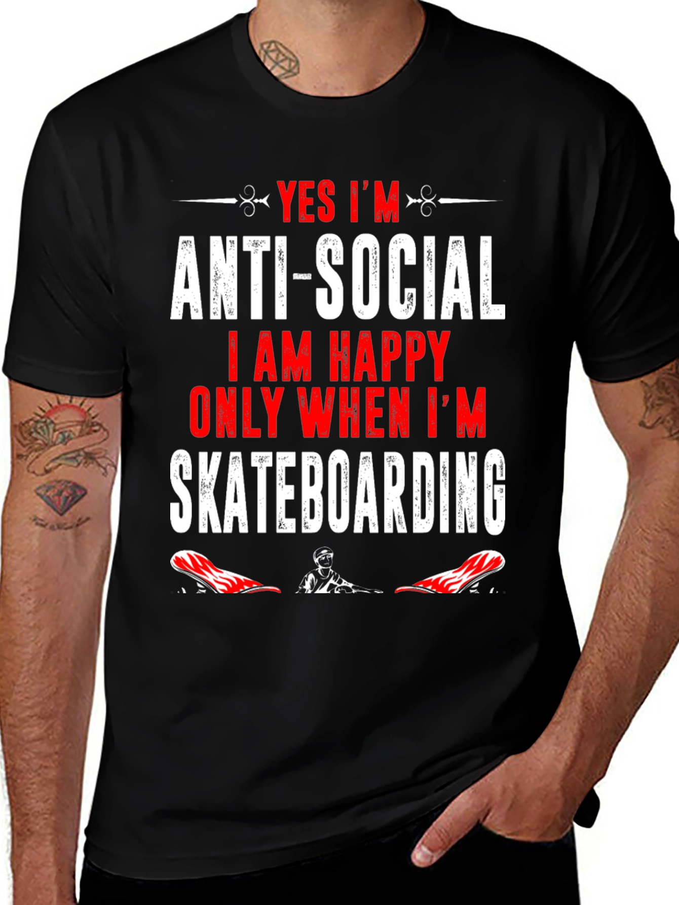 Anti-Social Skateboarder Graphic T-Shirt