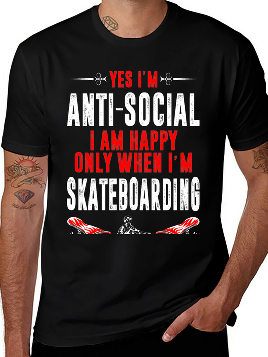 Anti-Social Skateboarder Graphic T-Shirt