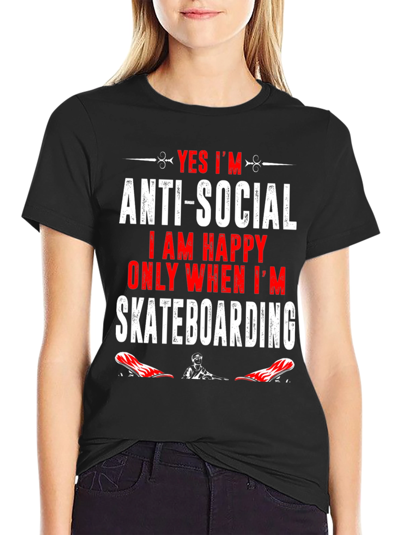 Anti-Social Skateboarder Graphic T-Shirt