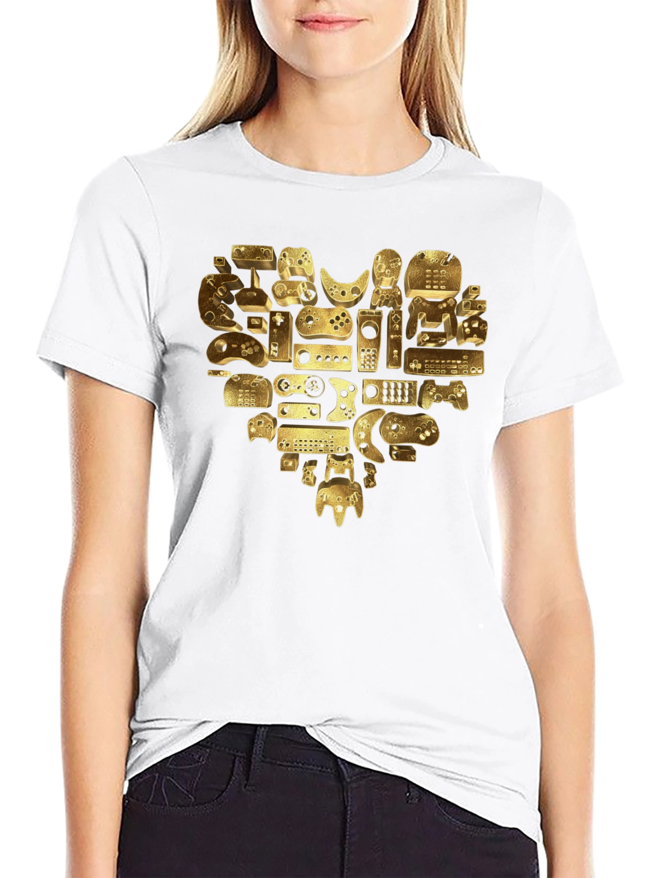 Gamer Heart T-Shirt - Golden Console Love Tee