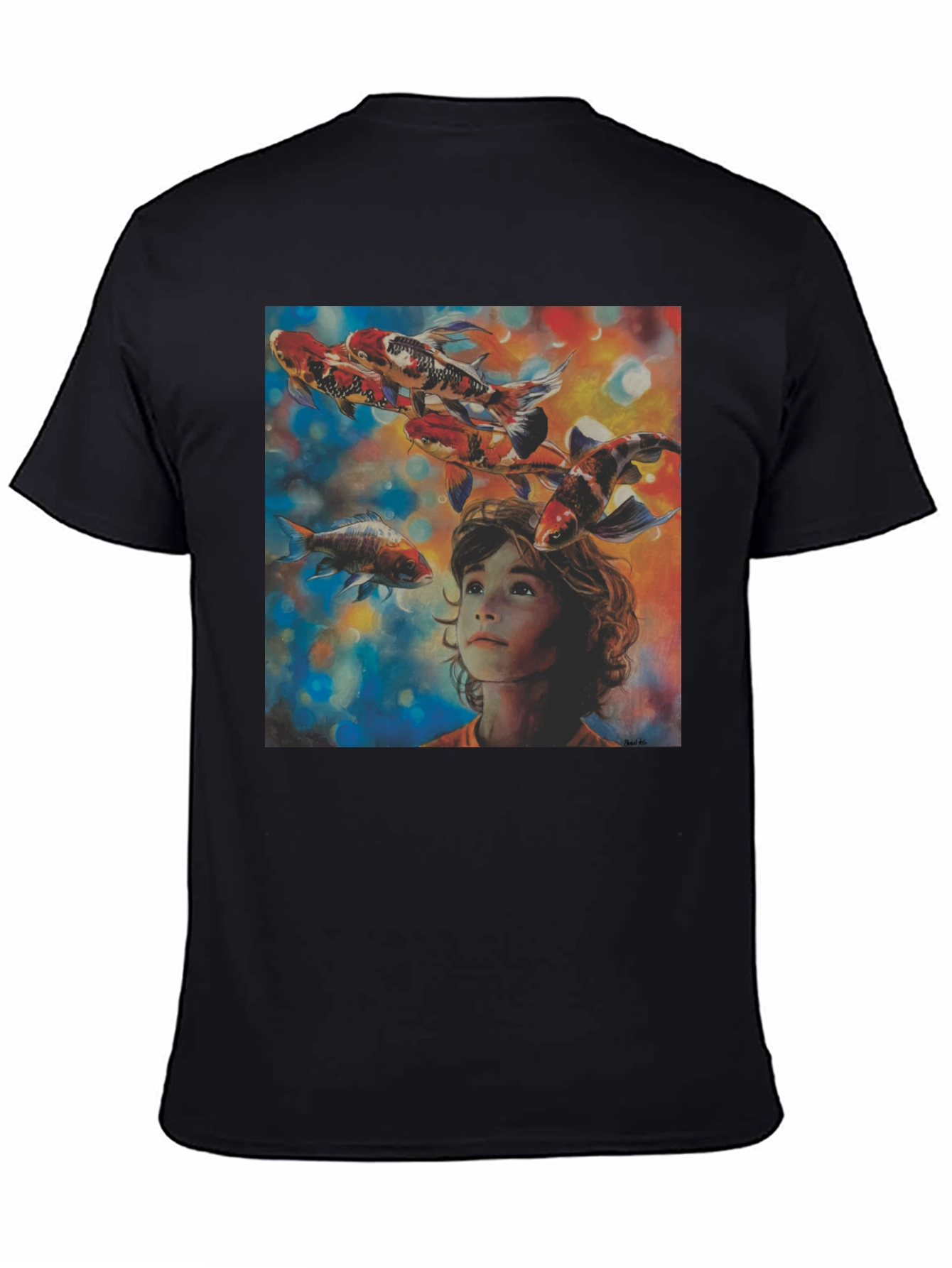 Boy and Koi Fish Graphic T-Shirt