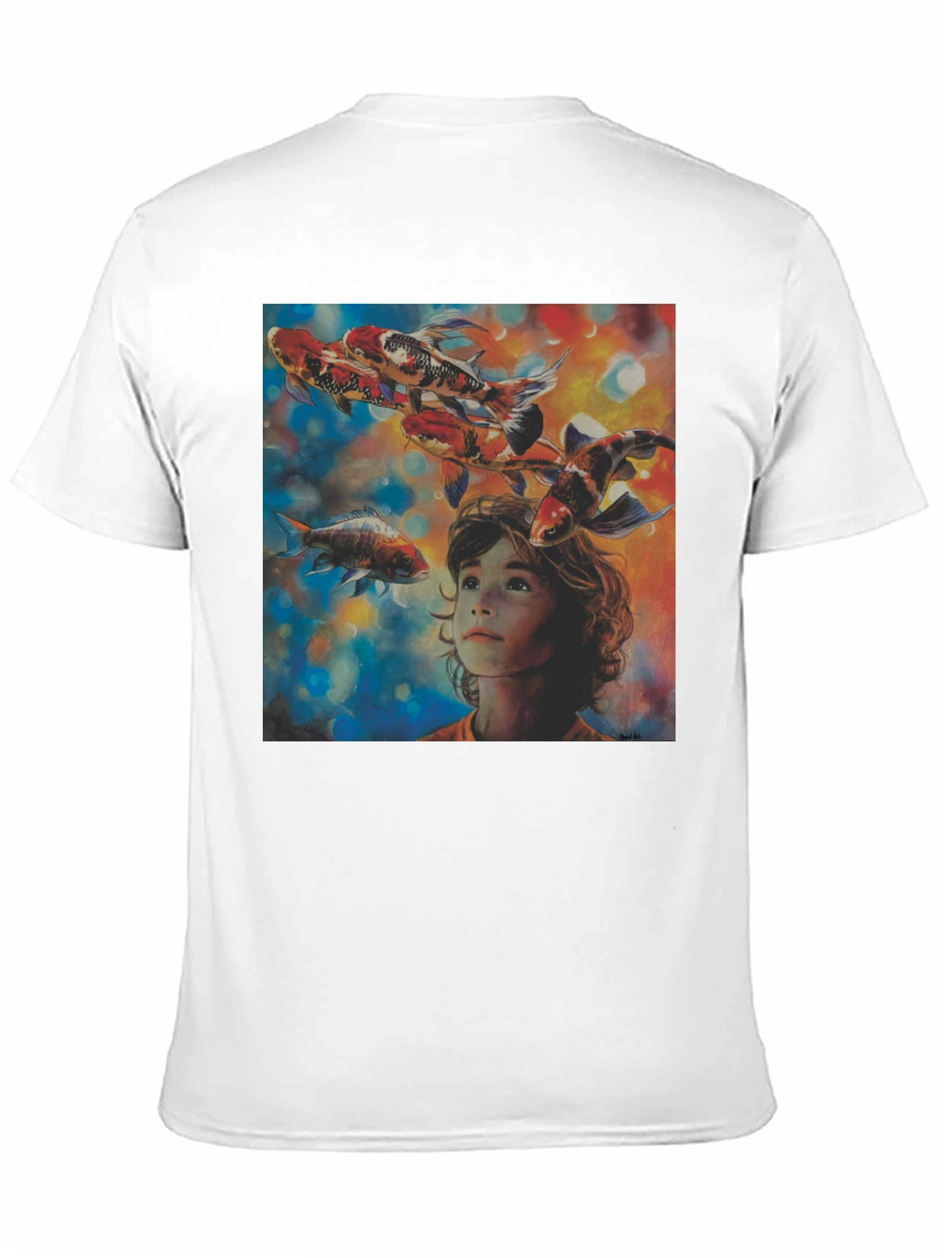 Boy and Koi Fish Graphic T-Shirt