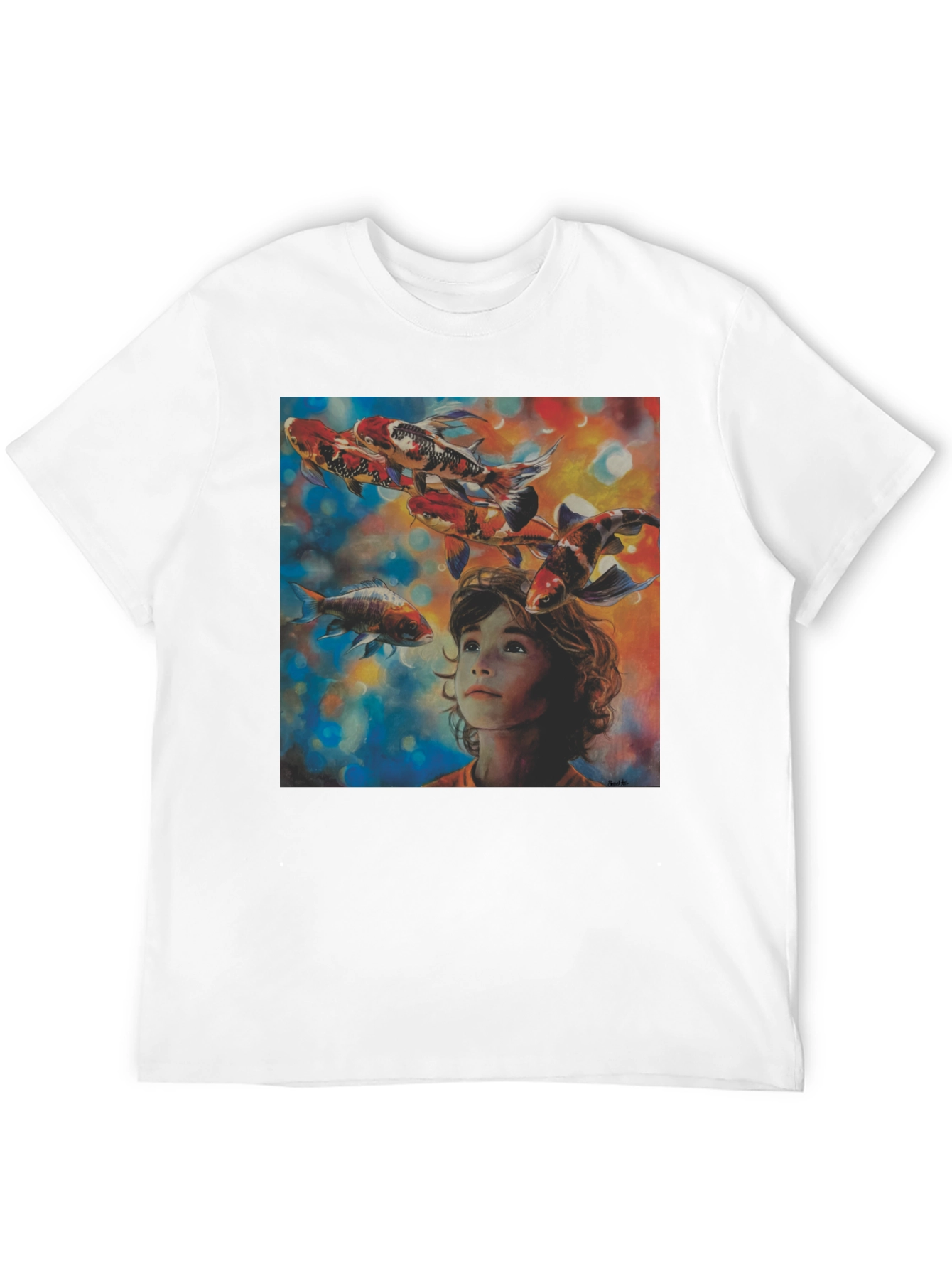 Boy and Koi Fish Graphic T-Shirt