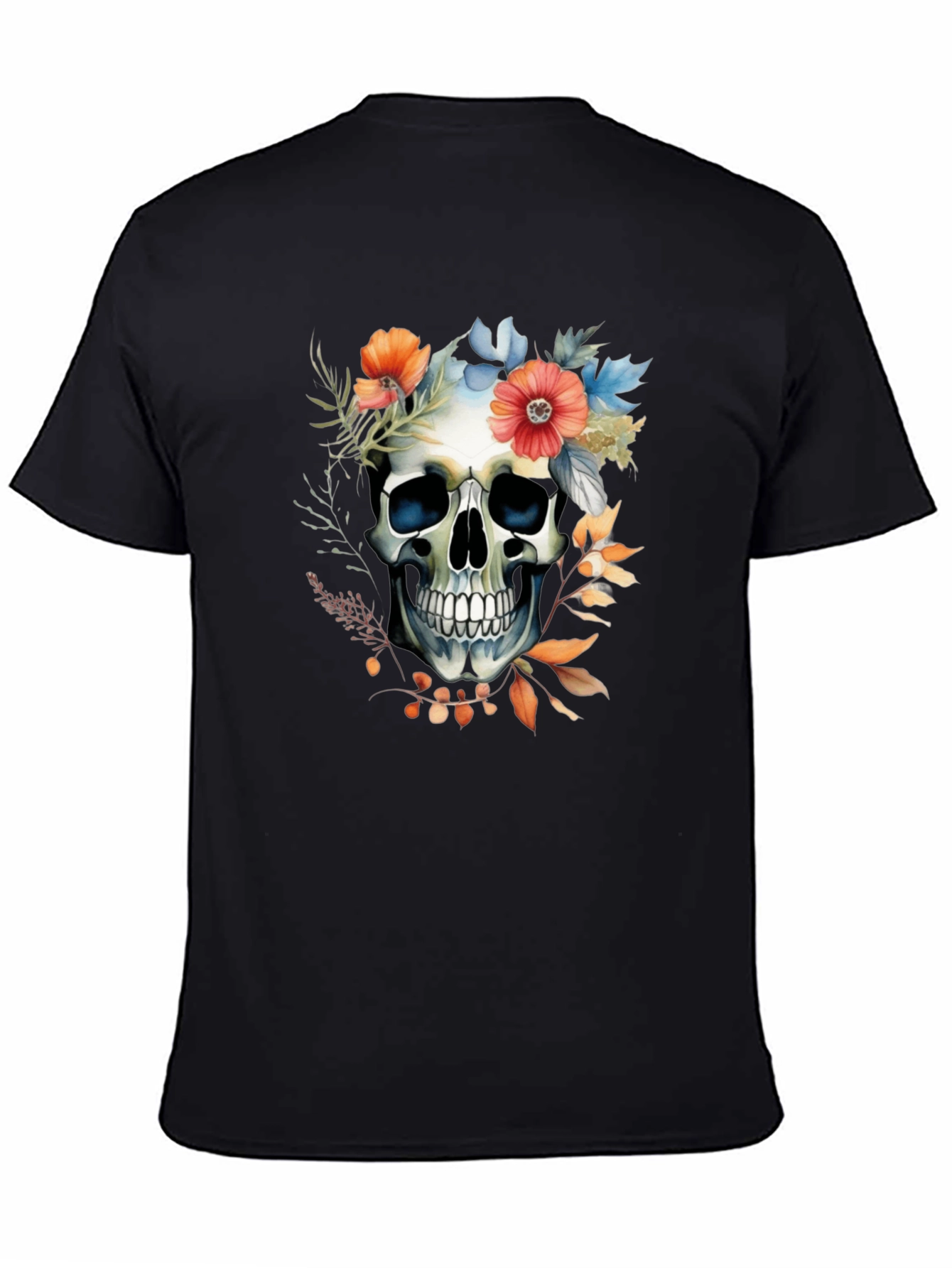 Floral Skull Graphic Tee - Stylish Mens T-Shirt