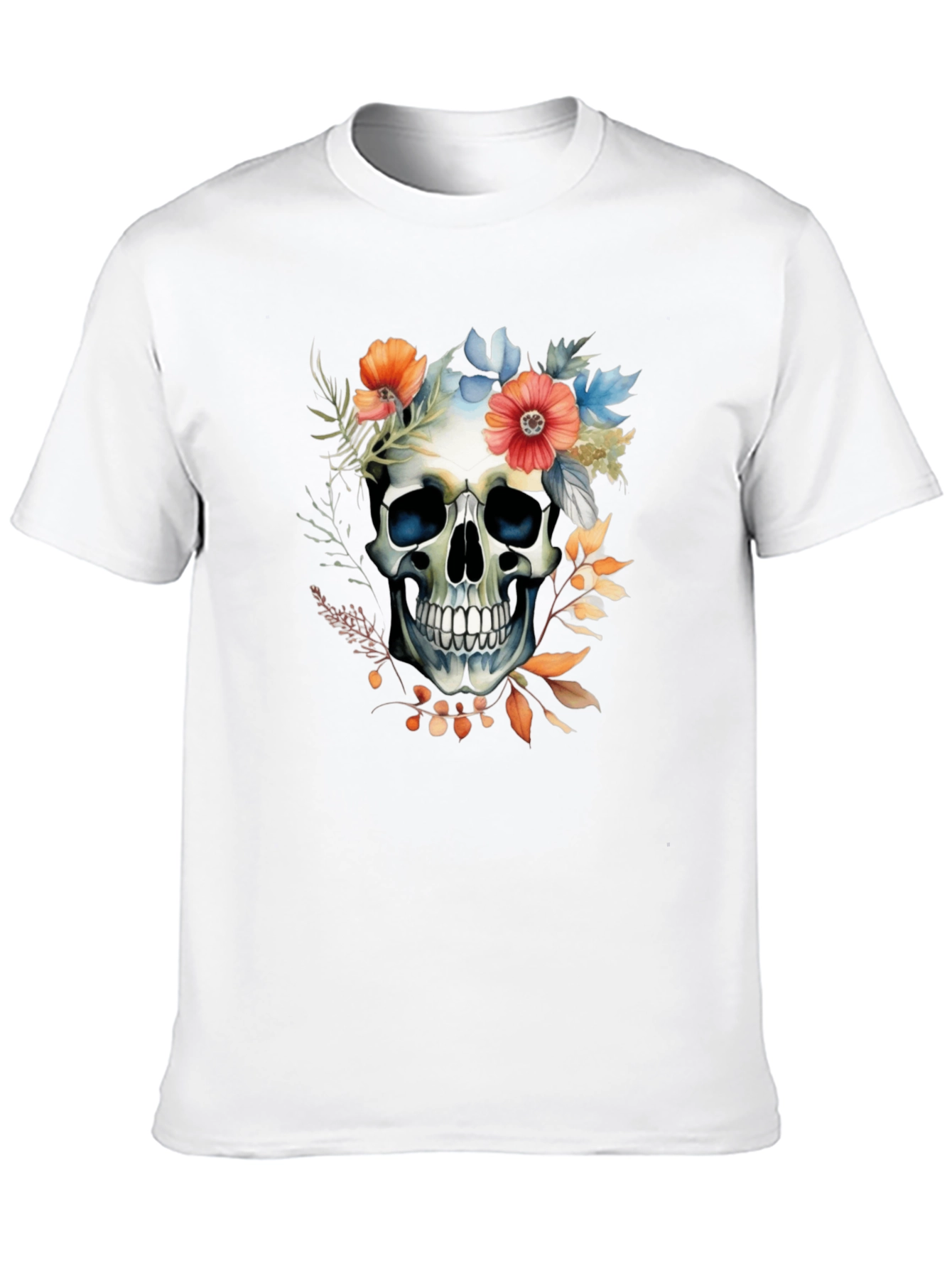 Floral Skull Graphic Tee - Stylish Mens T-Shirt