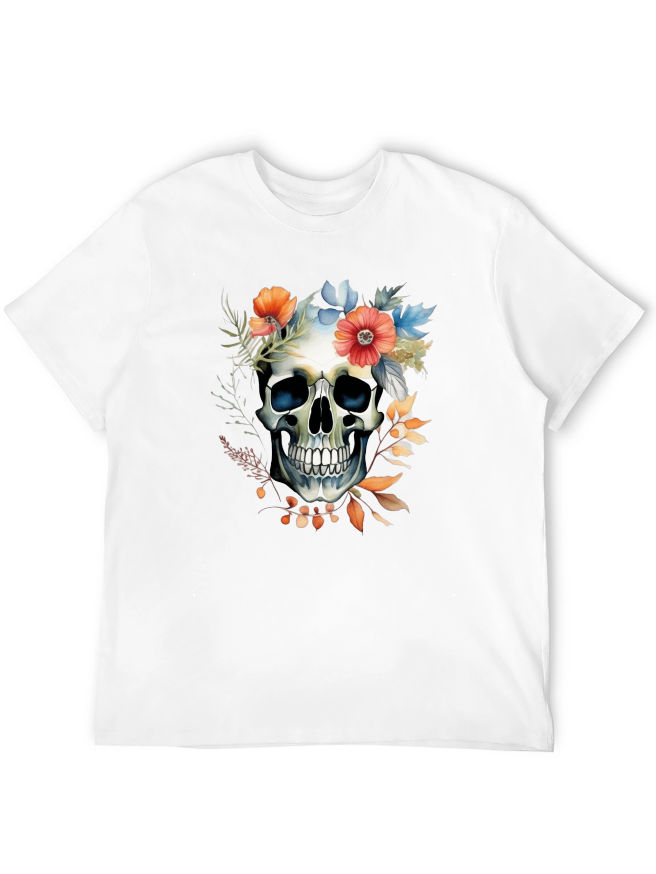 Floral Skull Graphic Tee - Stylish Mens T-Shirt
