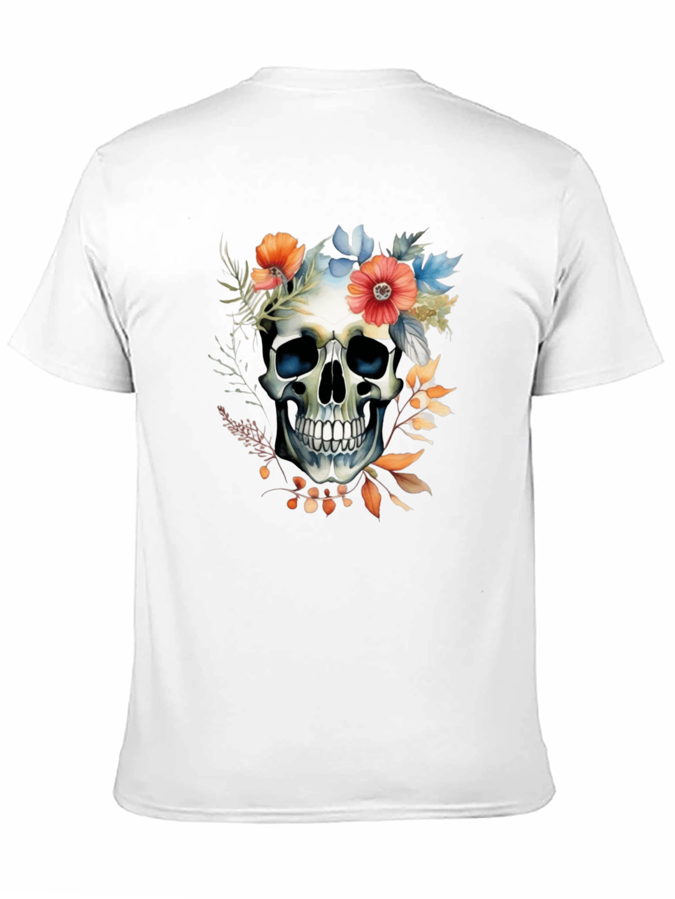 Floral Skull Graphic Tee - Stylish Mens T-Shirt