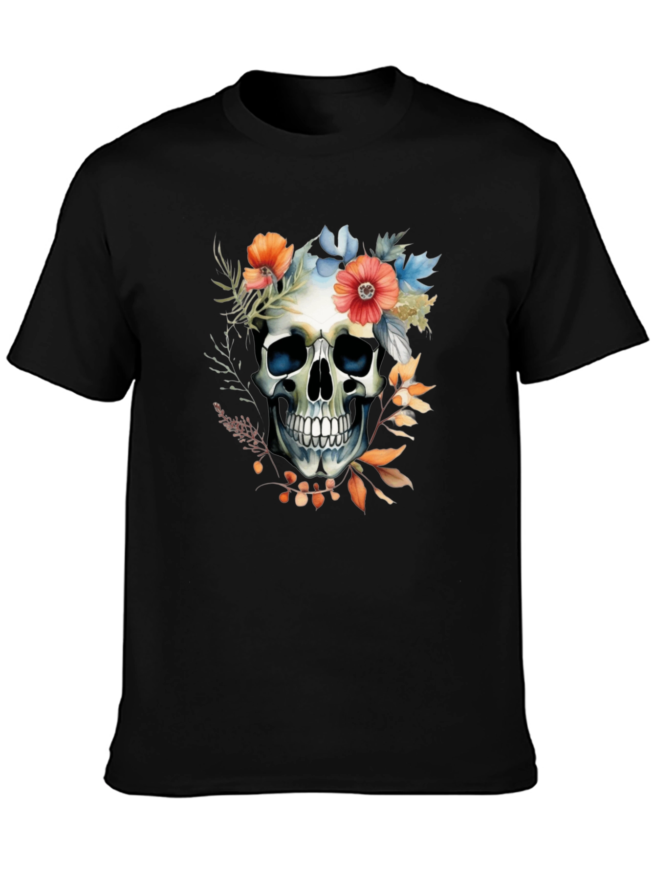 Floral Skull Graphic Tee - Stylish Mens T-Shirt