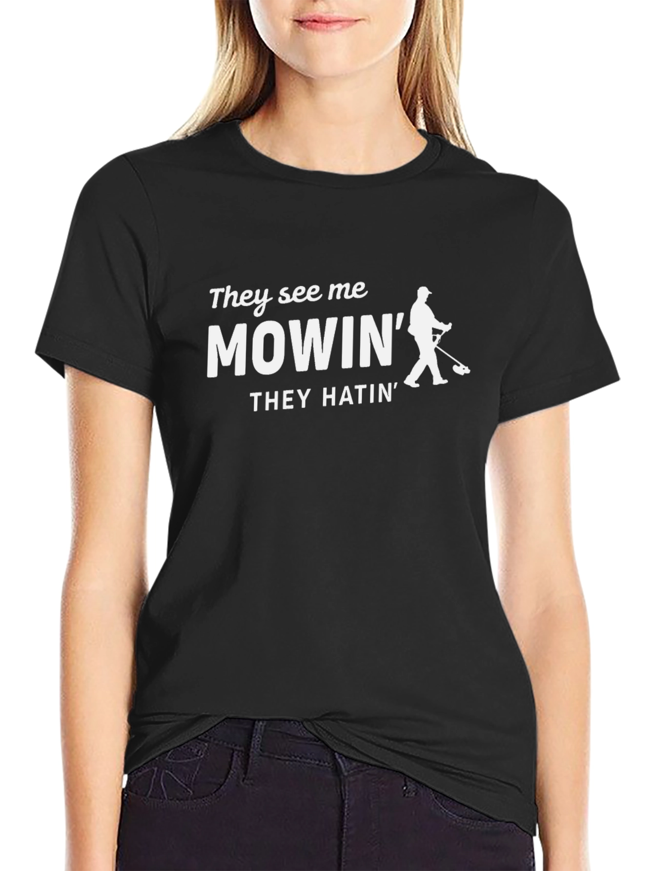 They See Me Mowin Black Graphic Tee