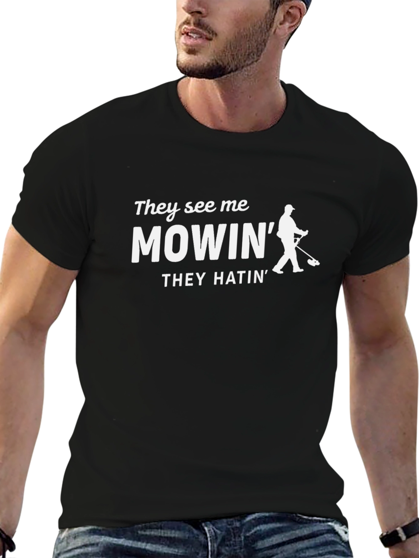 They See Me Mowin Black Graphic Tee
