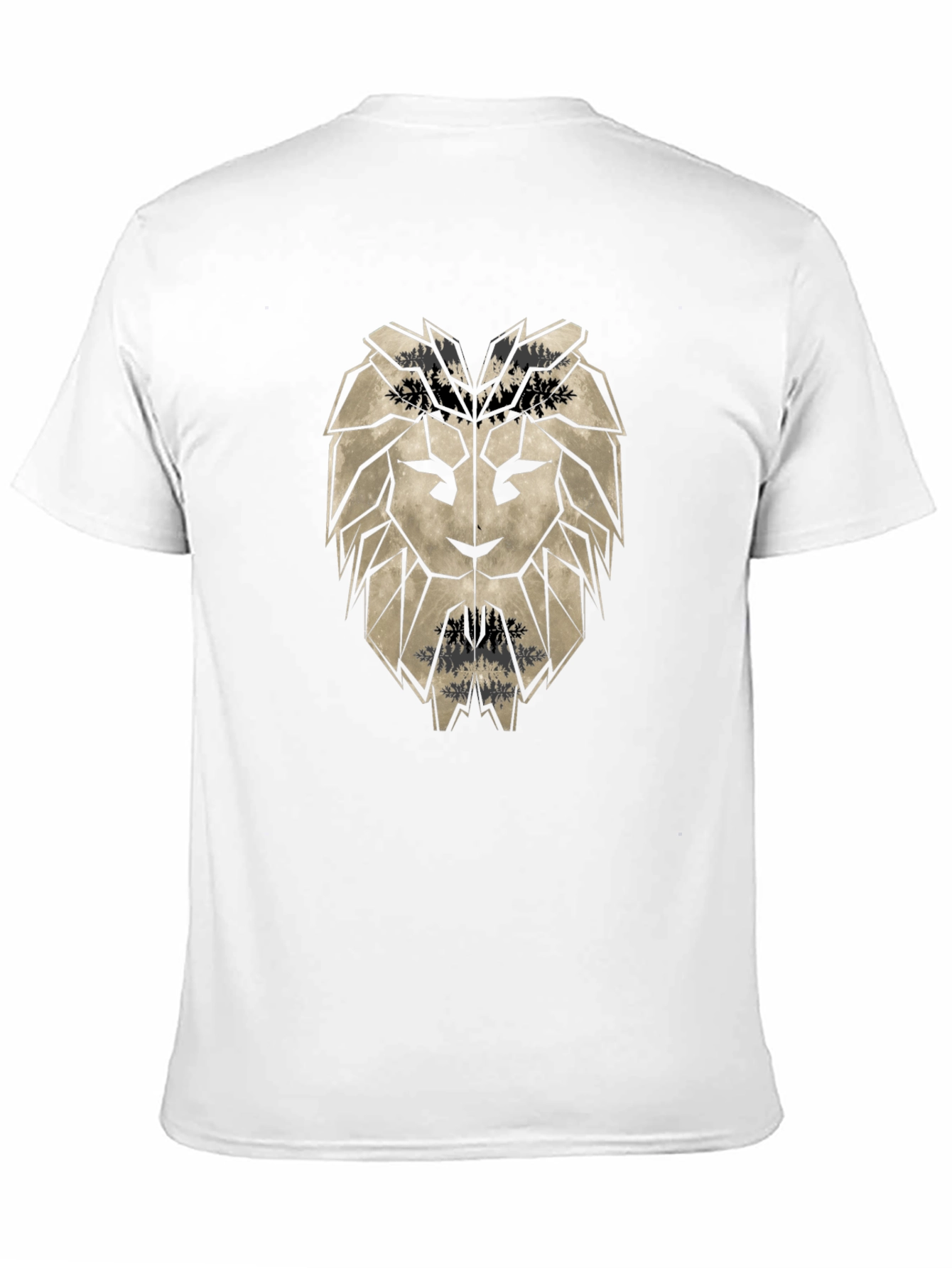 Geometric Lion Head Black T-Shirt