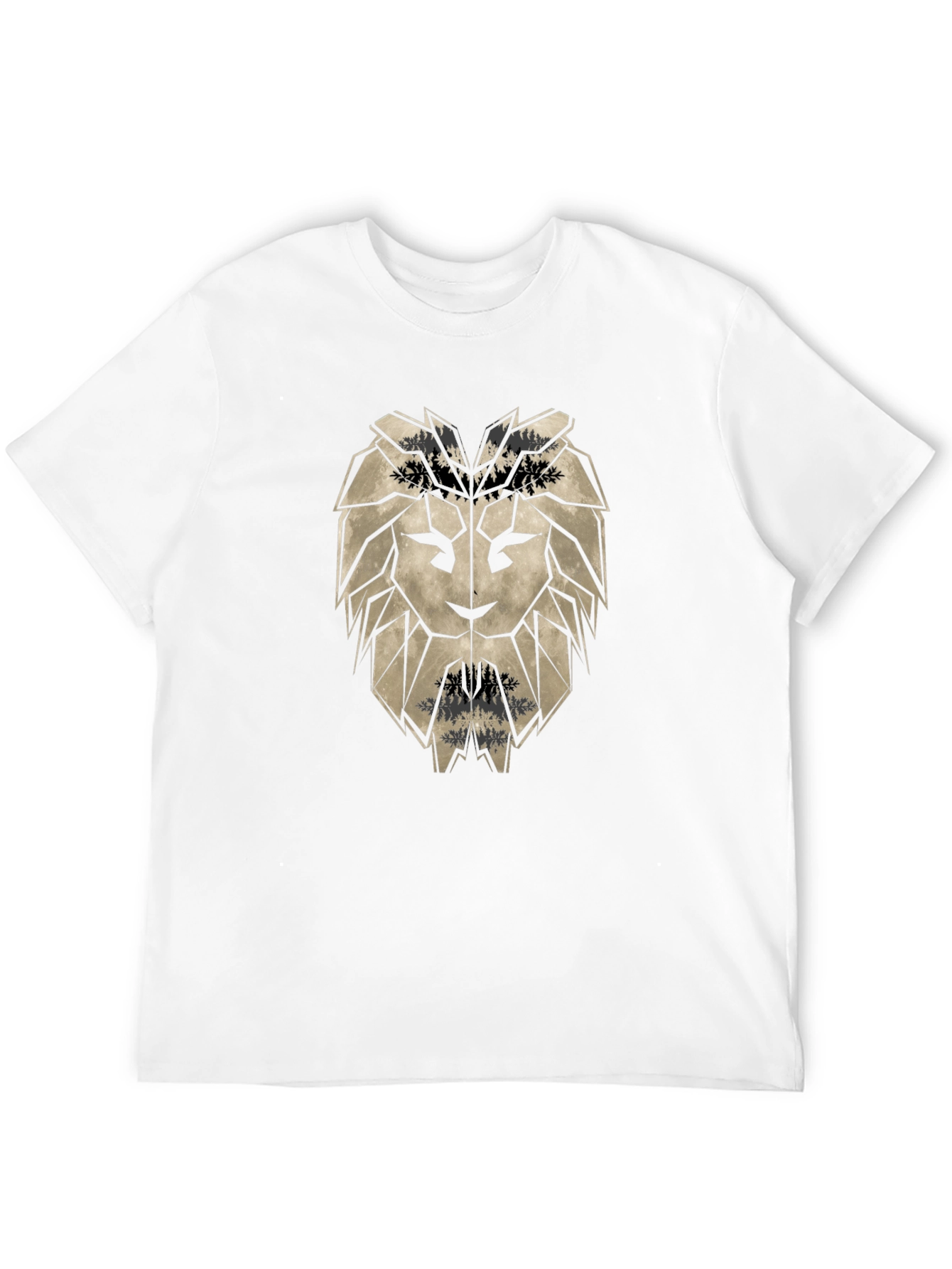 Geometric Lion Head Black T-Shirt