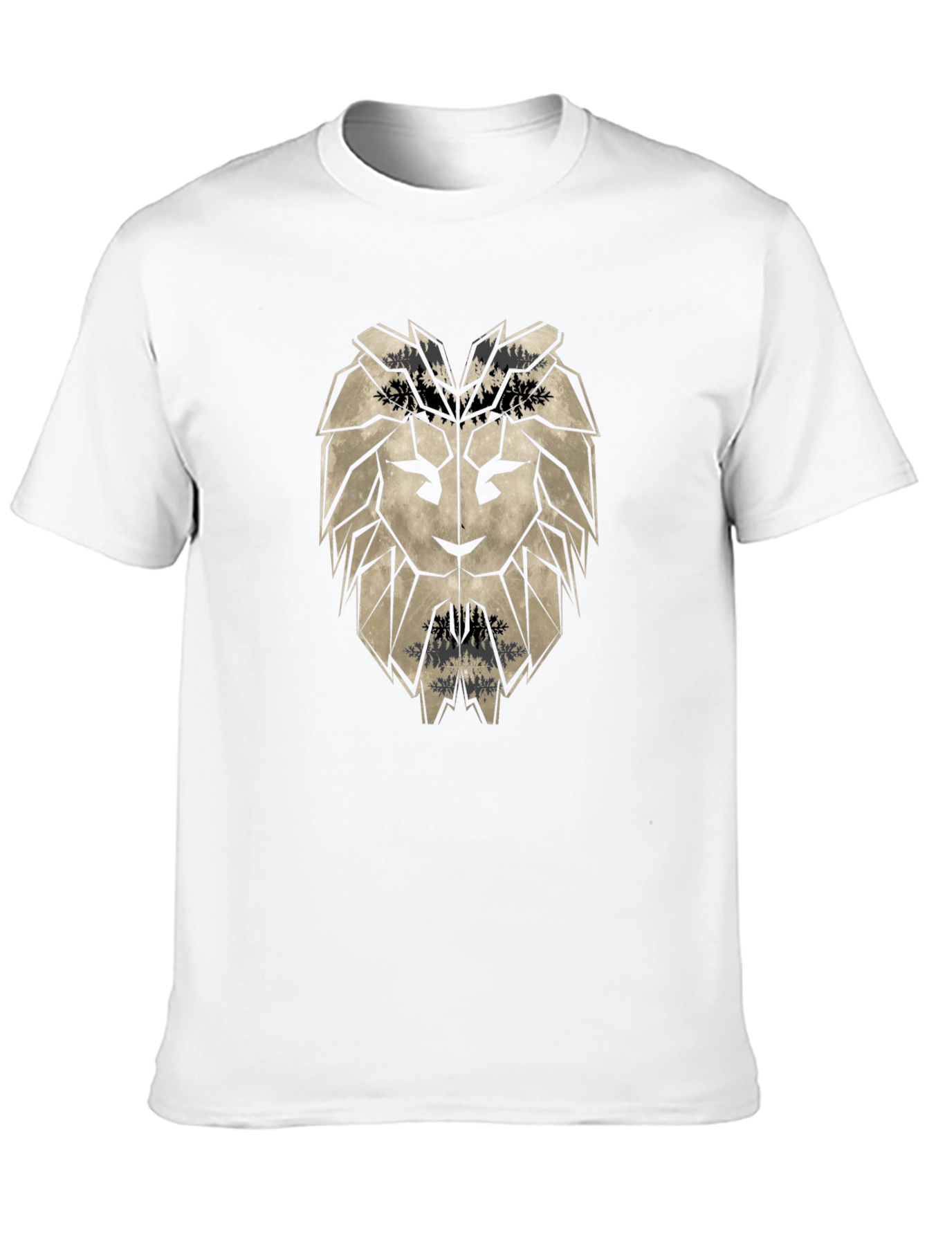 Geometric Lion Head Black T-Shirt