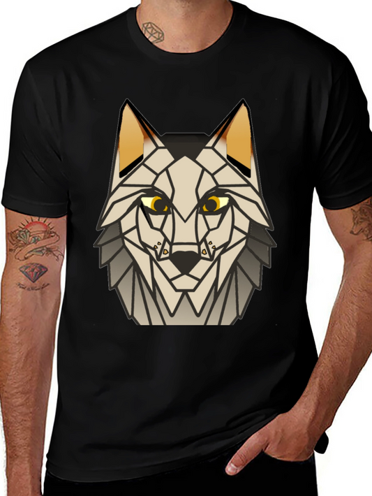 Geometric Wolf Graphic Tee - Modern Animal Print