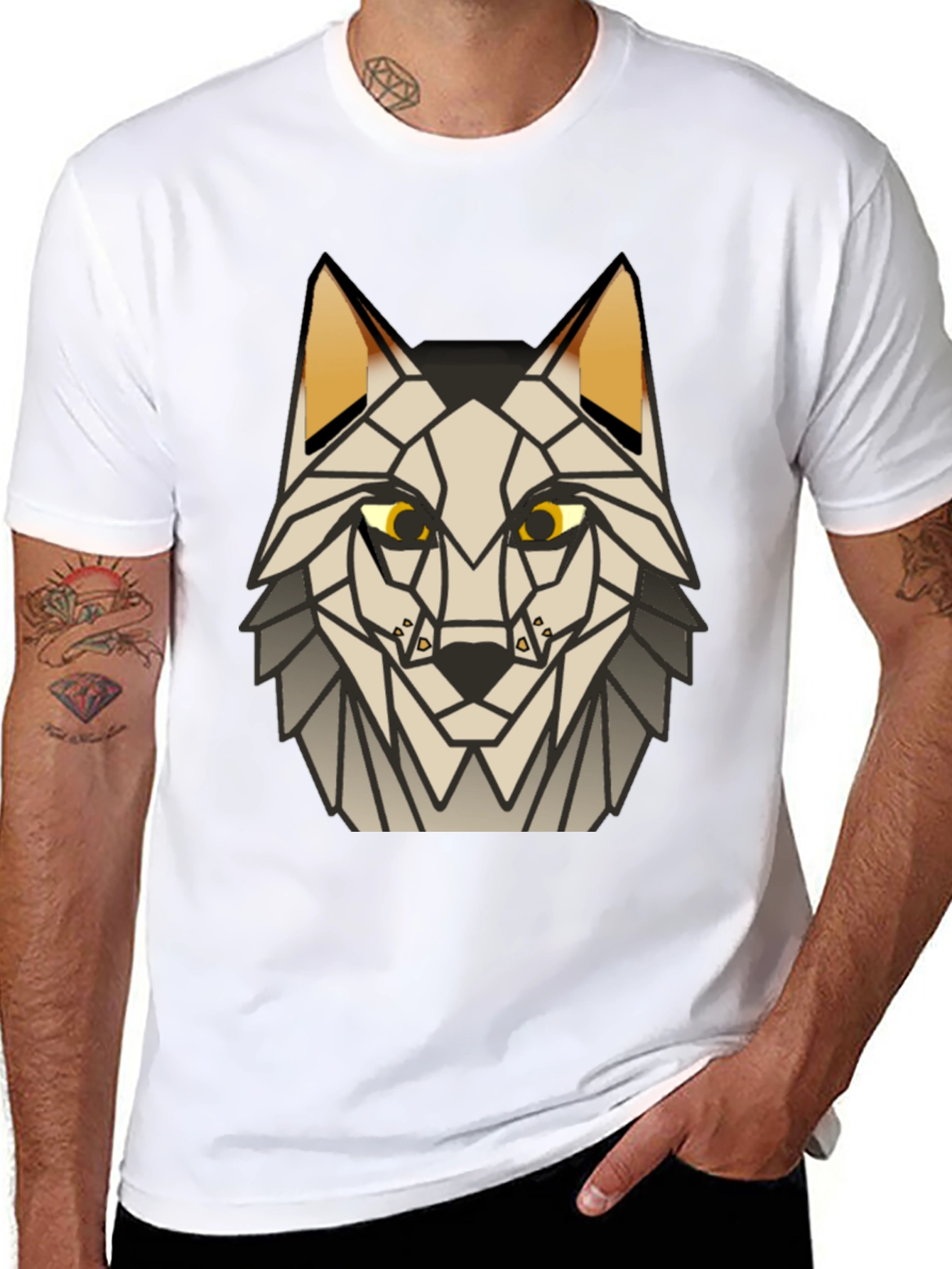 Geometric Wolf Graphic Tee - Modern Animal Print