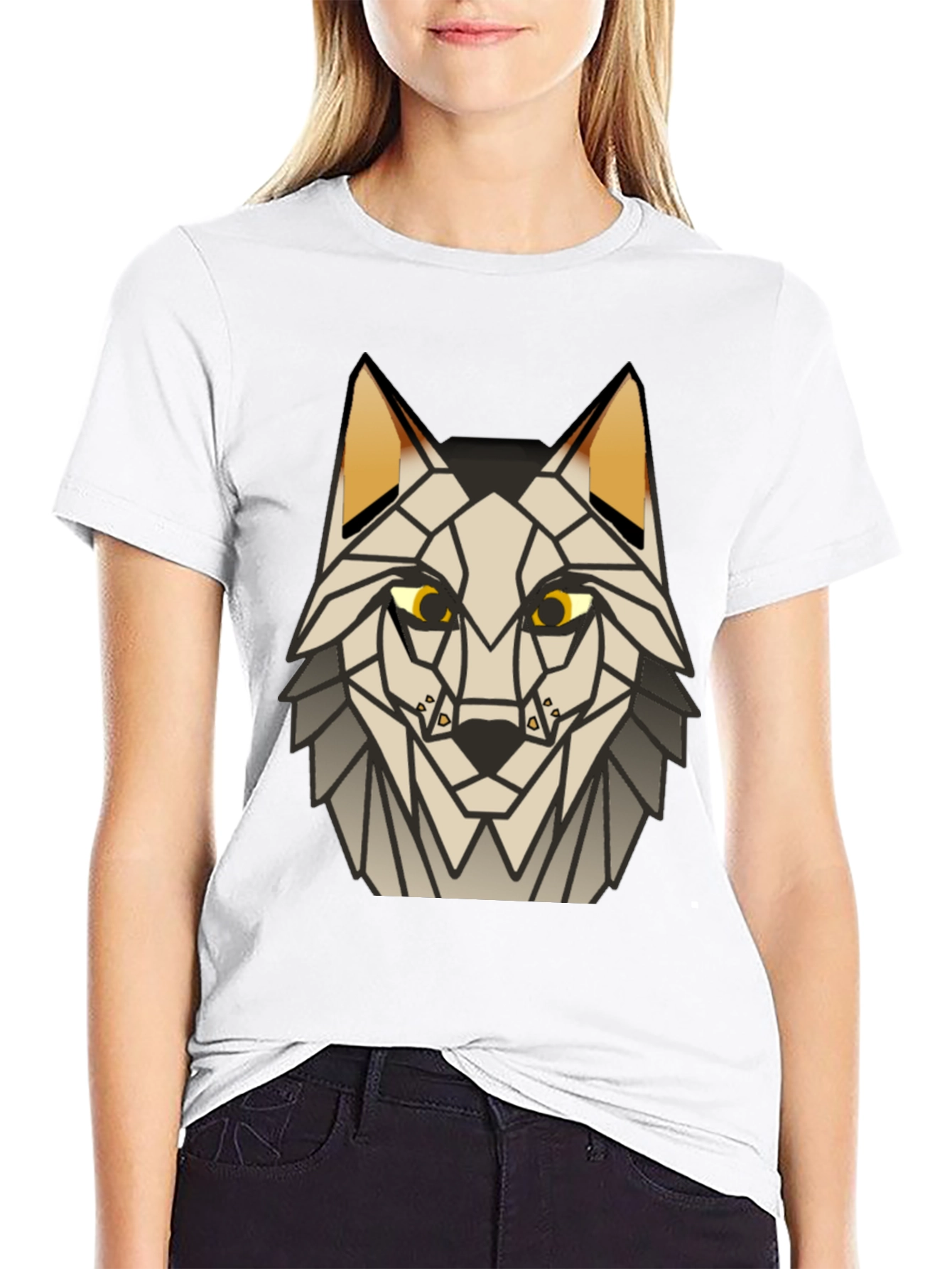Geometric Wolf Graphic Tee - Modern Animal Print