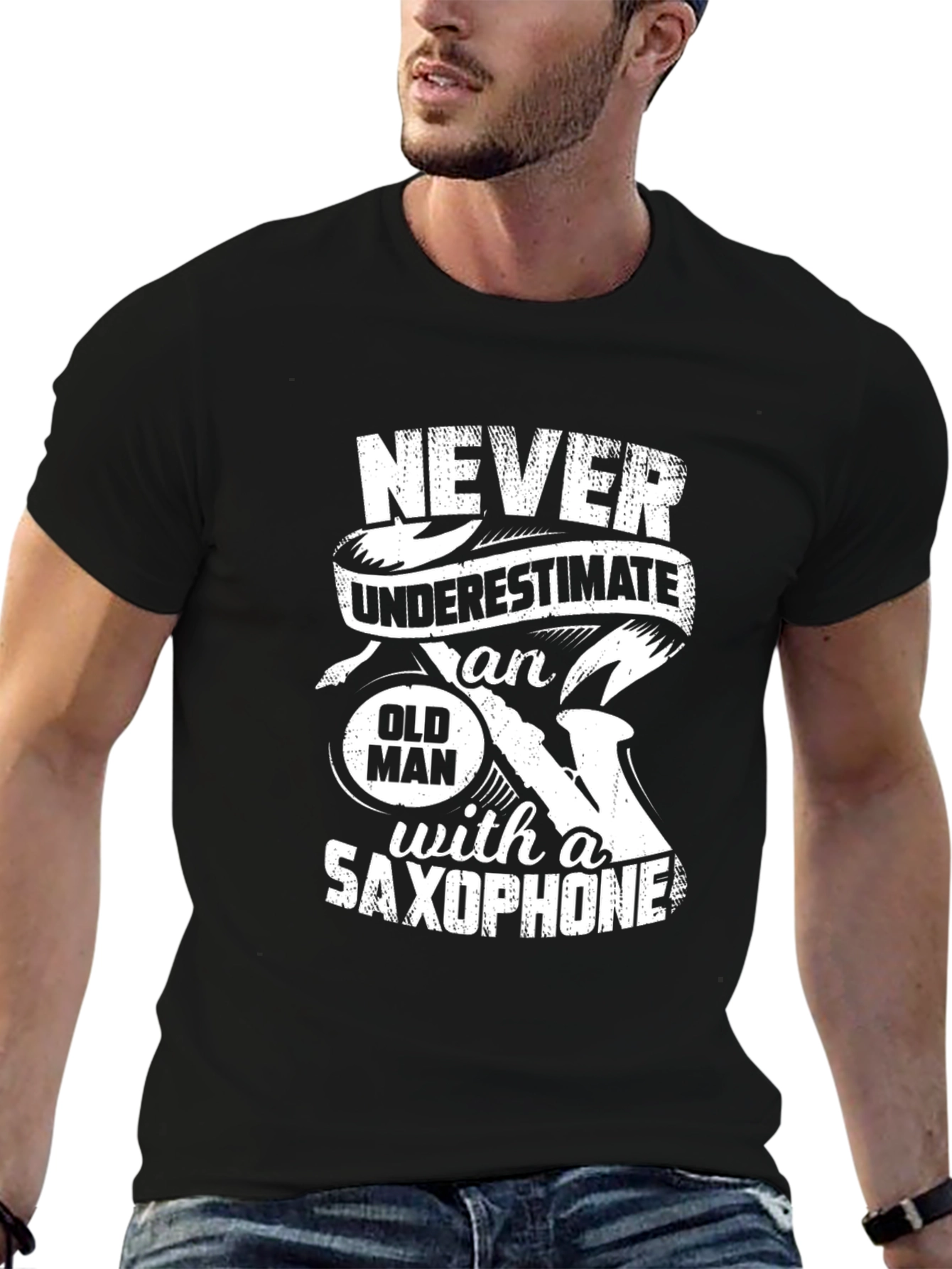 Never Underestimate Old Man Saxophone T-Shirt