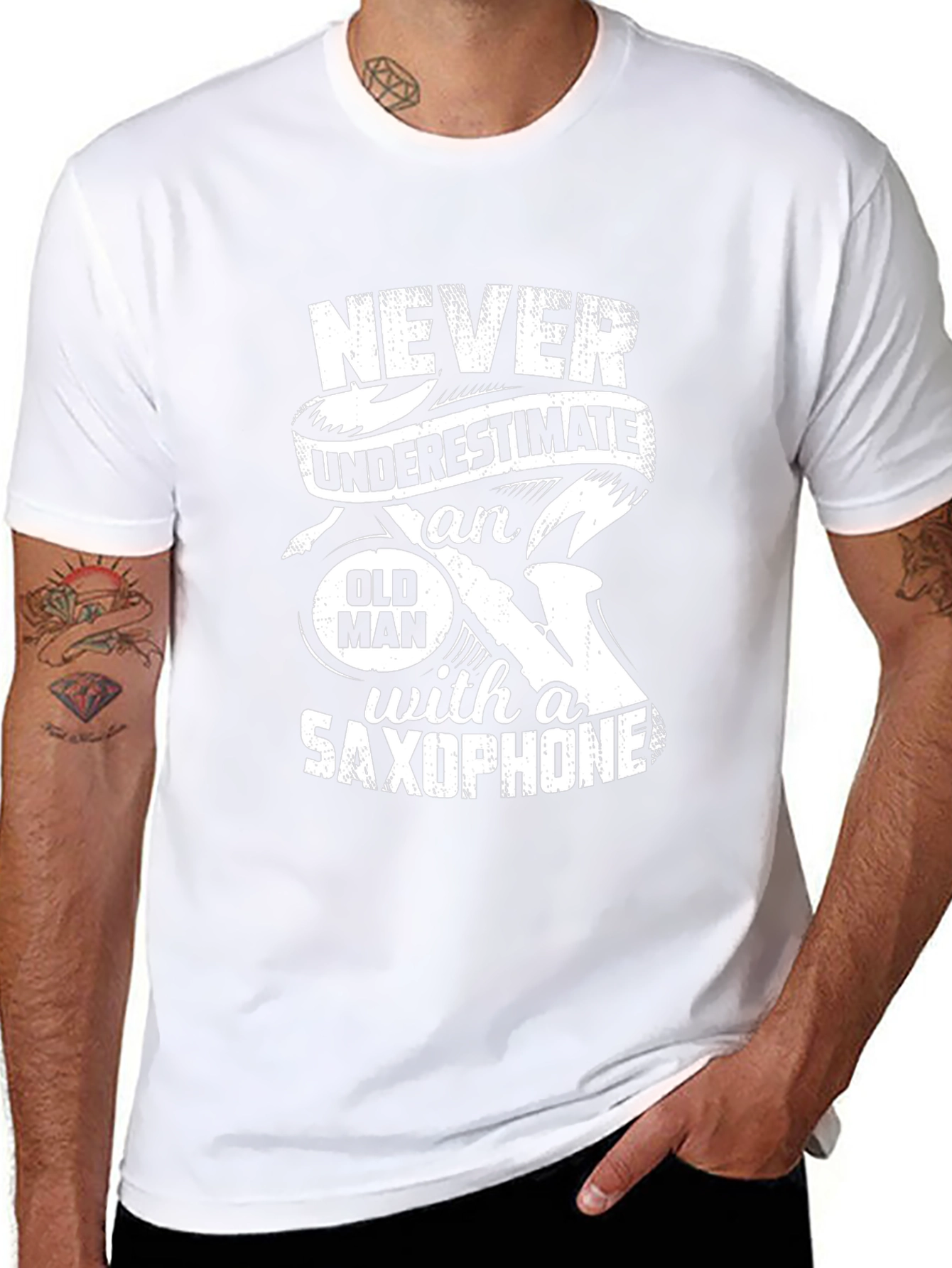 Never Underestimate Old Man Saxophone T-Shirt