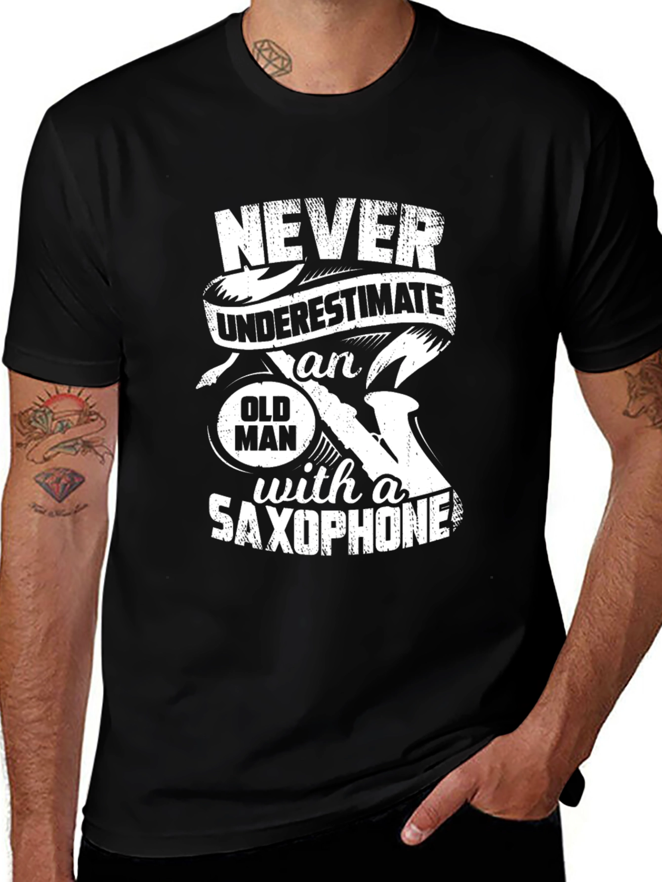 Never Underestimate Old Man Saxophone T-Shirt
