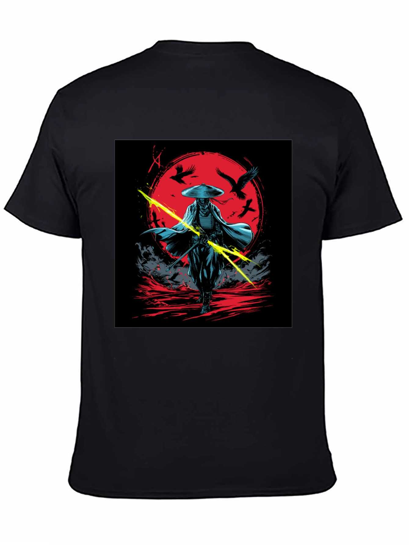 Samurai Warrior Graphic Tee - Black Cotton Shirt