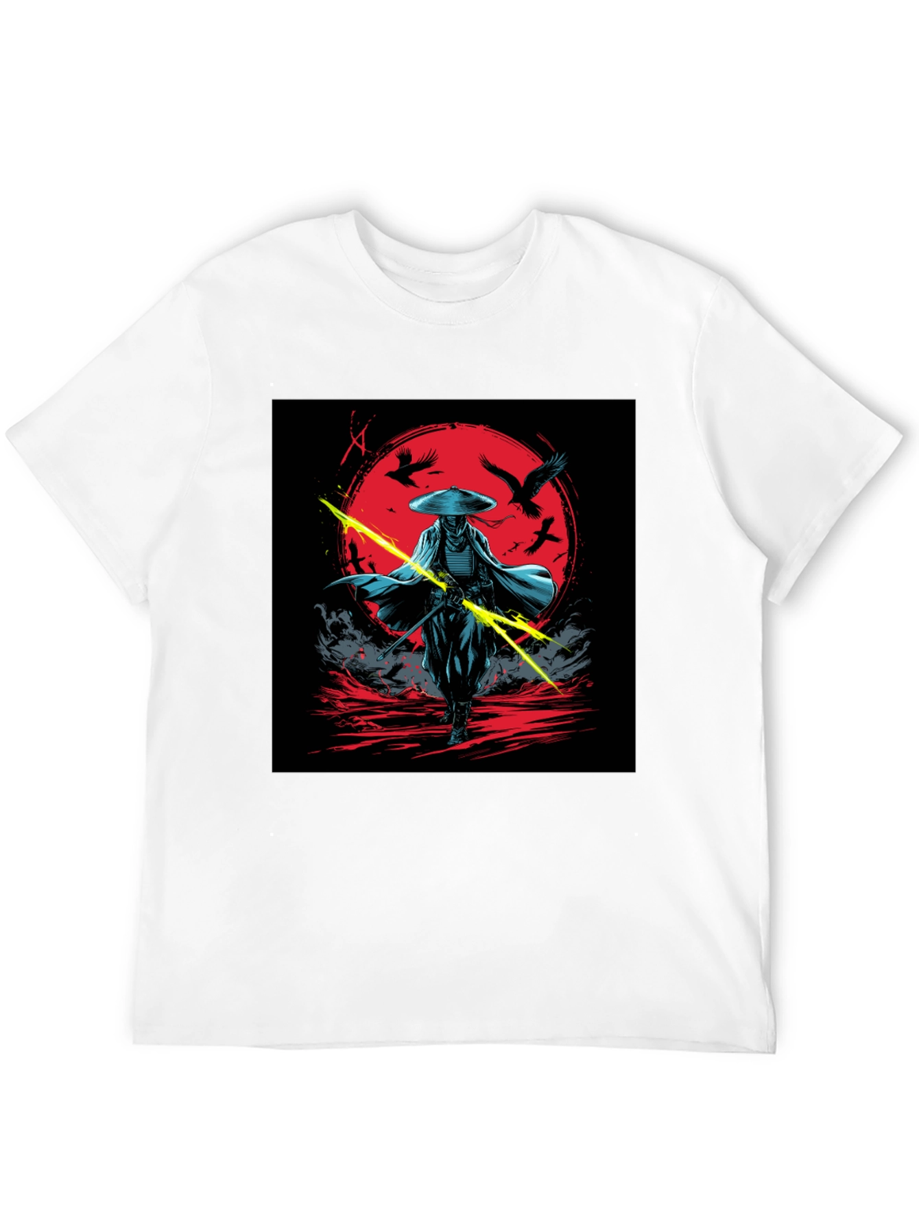 Samurai Warrior Graphic Tee - Black Cotton Shirt