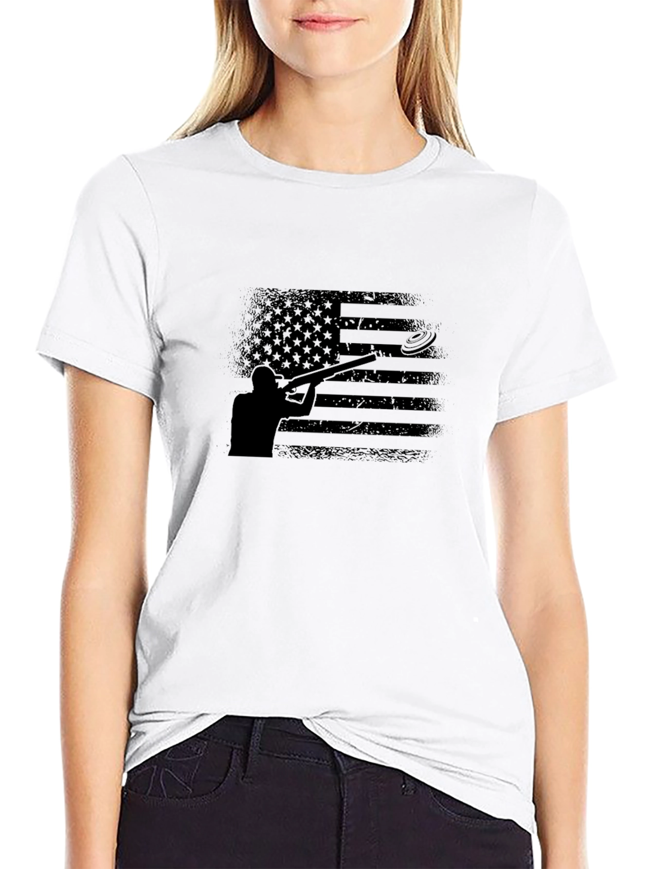 Skeet Shooting American Flag Graphic Tee