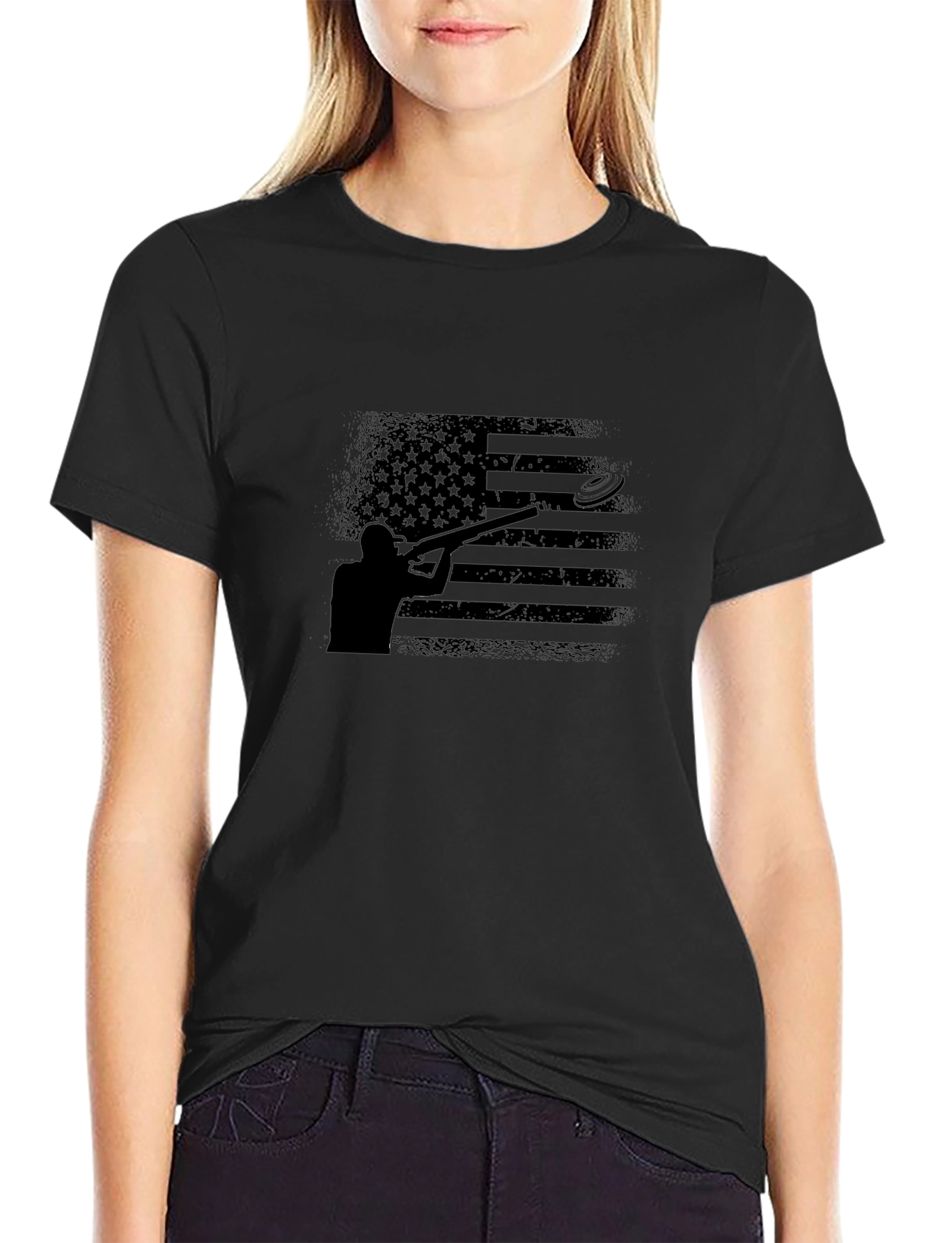 Skeet Shooting American Flag Graphic Tee