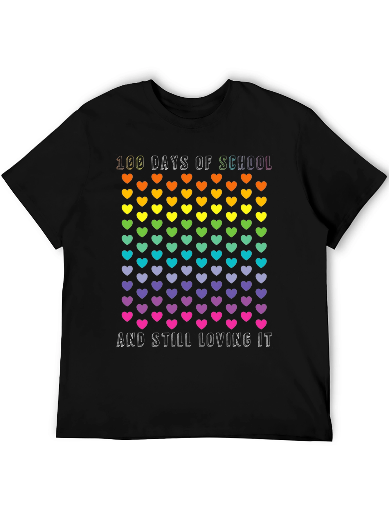 100 Days of School Rainbow Hearts T-Shirt