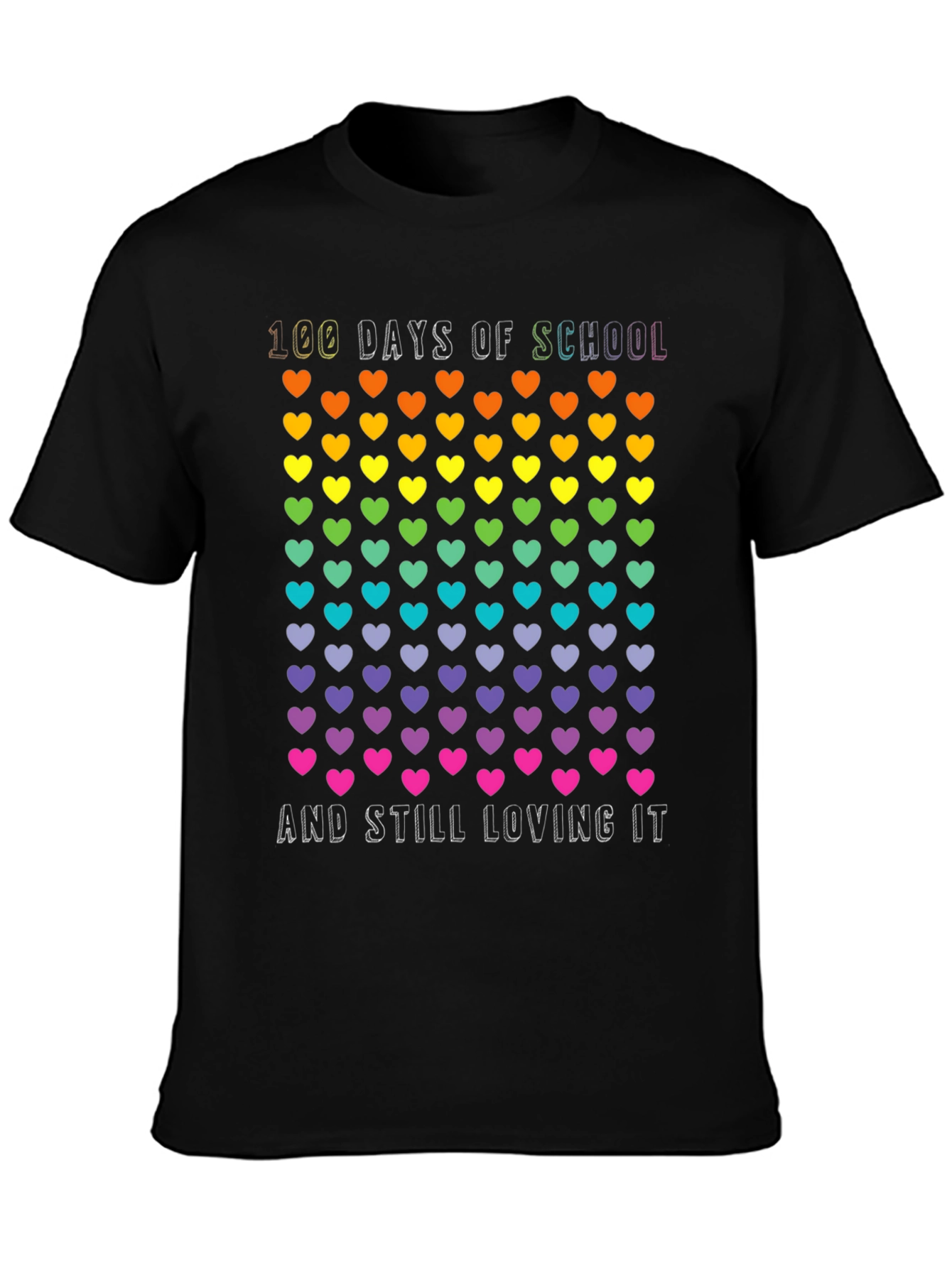 100 Days of School Rainbow Hearts T-Shirt