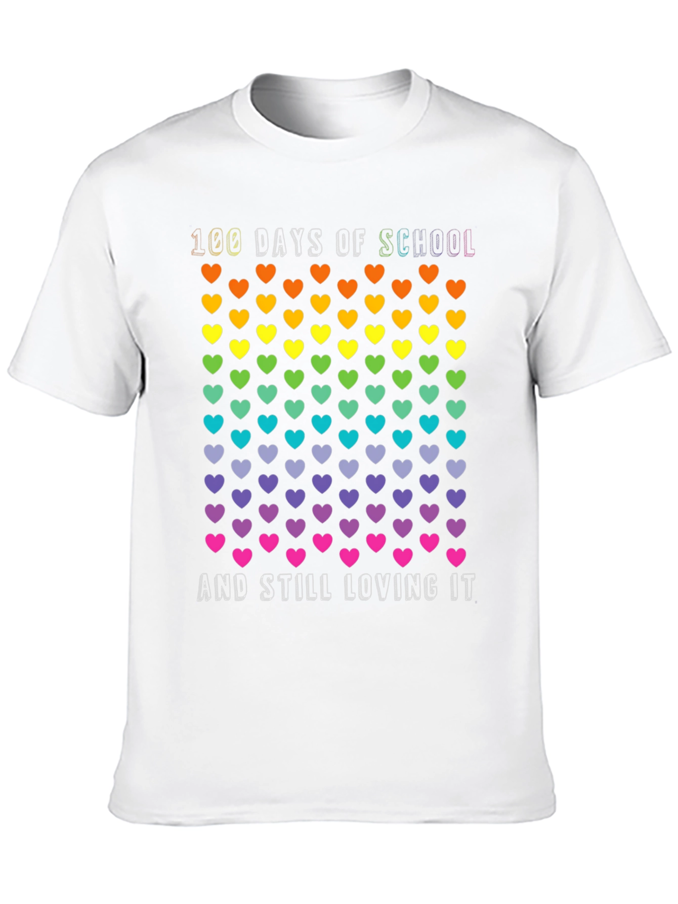 100 Days of School Rainbow Hearts T-Shirt