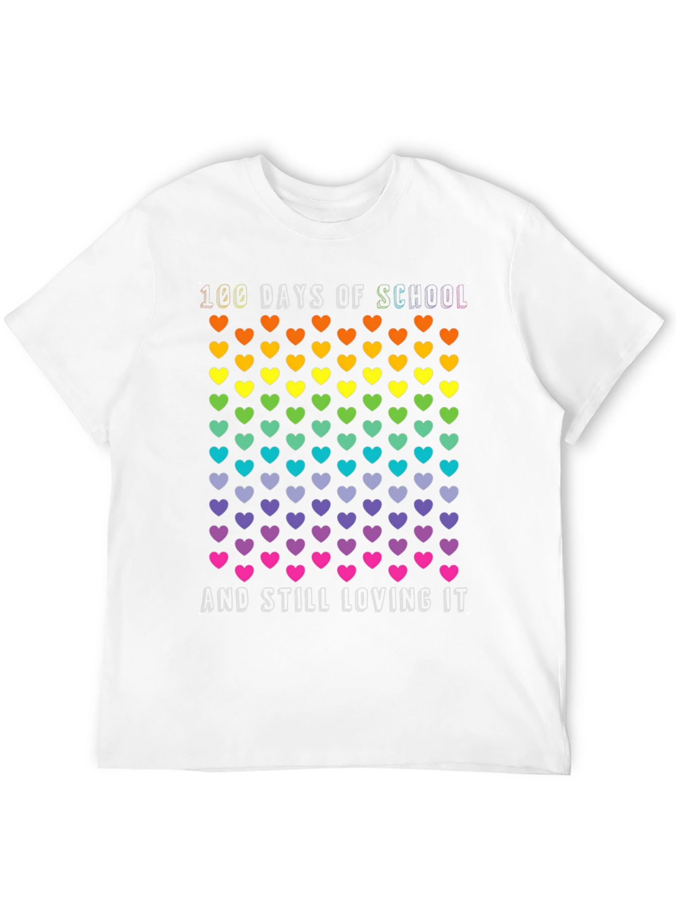 100 Days of School Rainbow Hearts T-Shirt